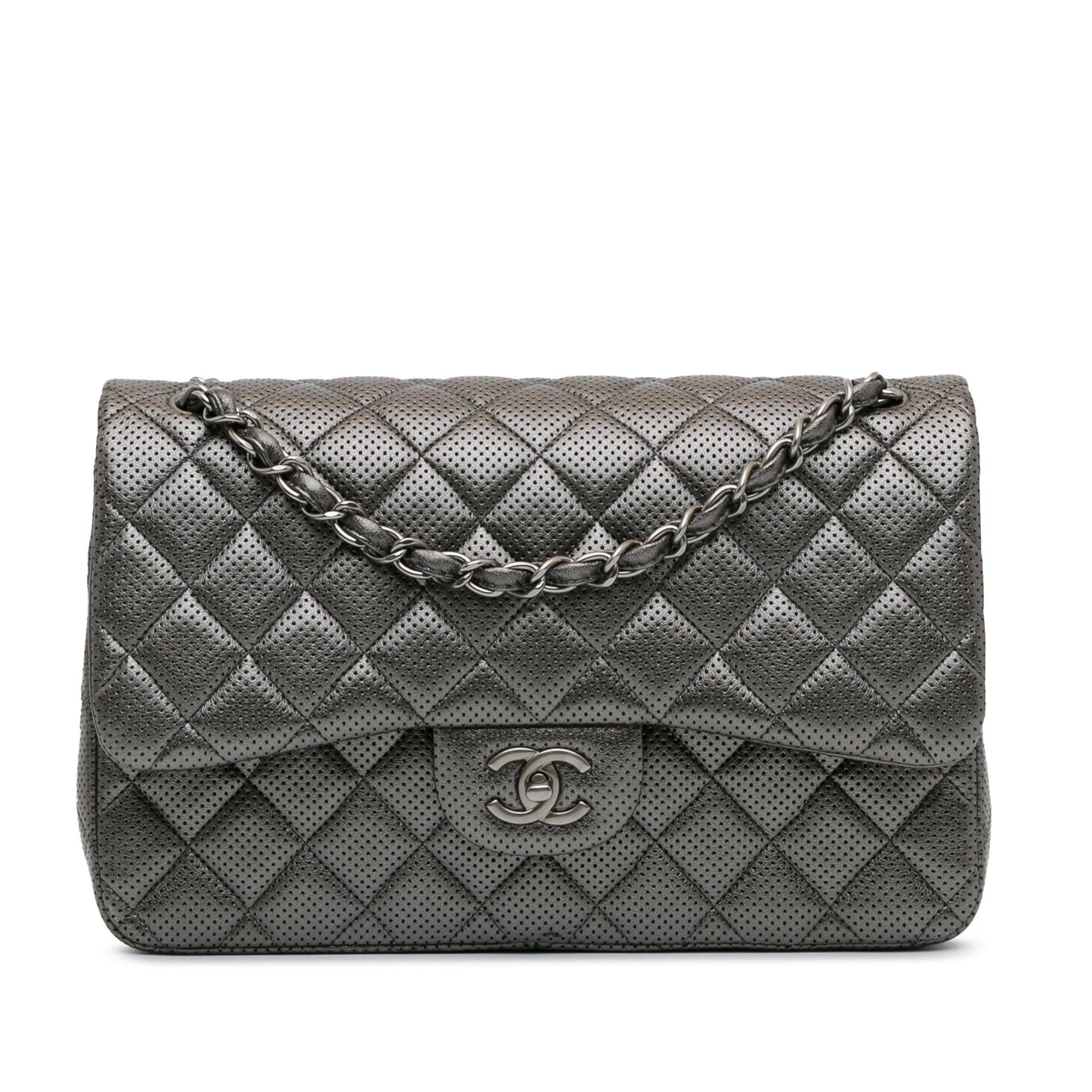 Chanel Jumbo Classic Perforated Lambskin Double Flap Handbag