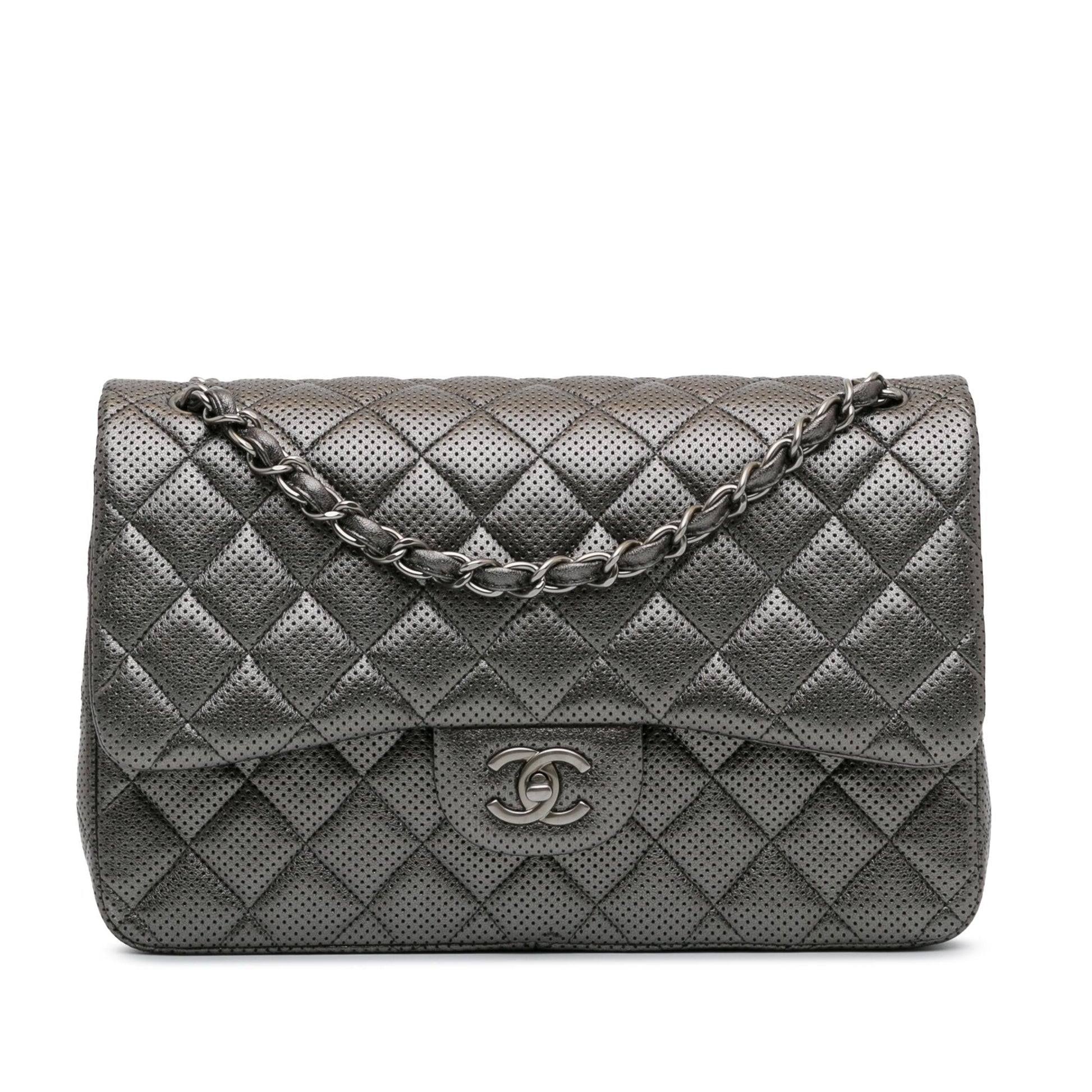 Chanel Jumbo Classic Perforated Lambskin Double Flap Handbag