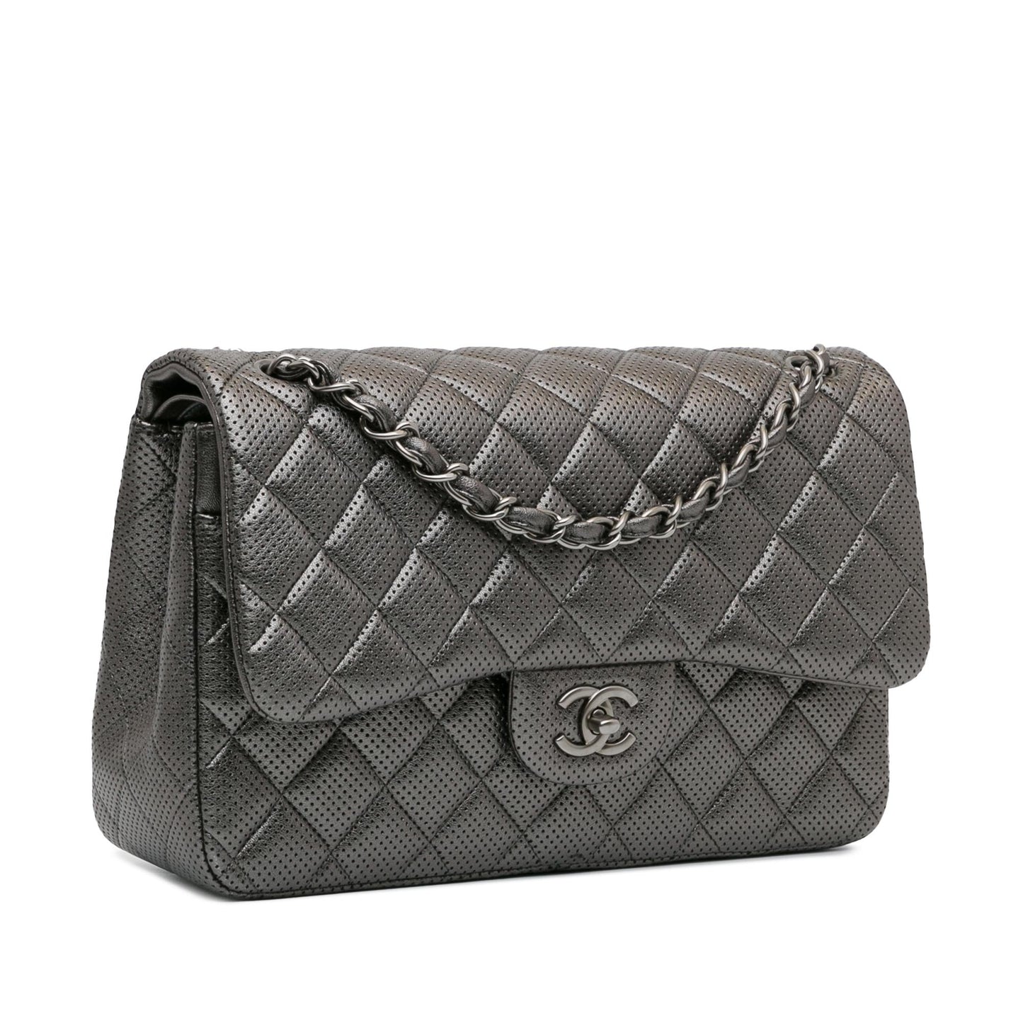 Chanel Jumbo Classic Perforated Lambskin Double Flap Handbag