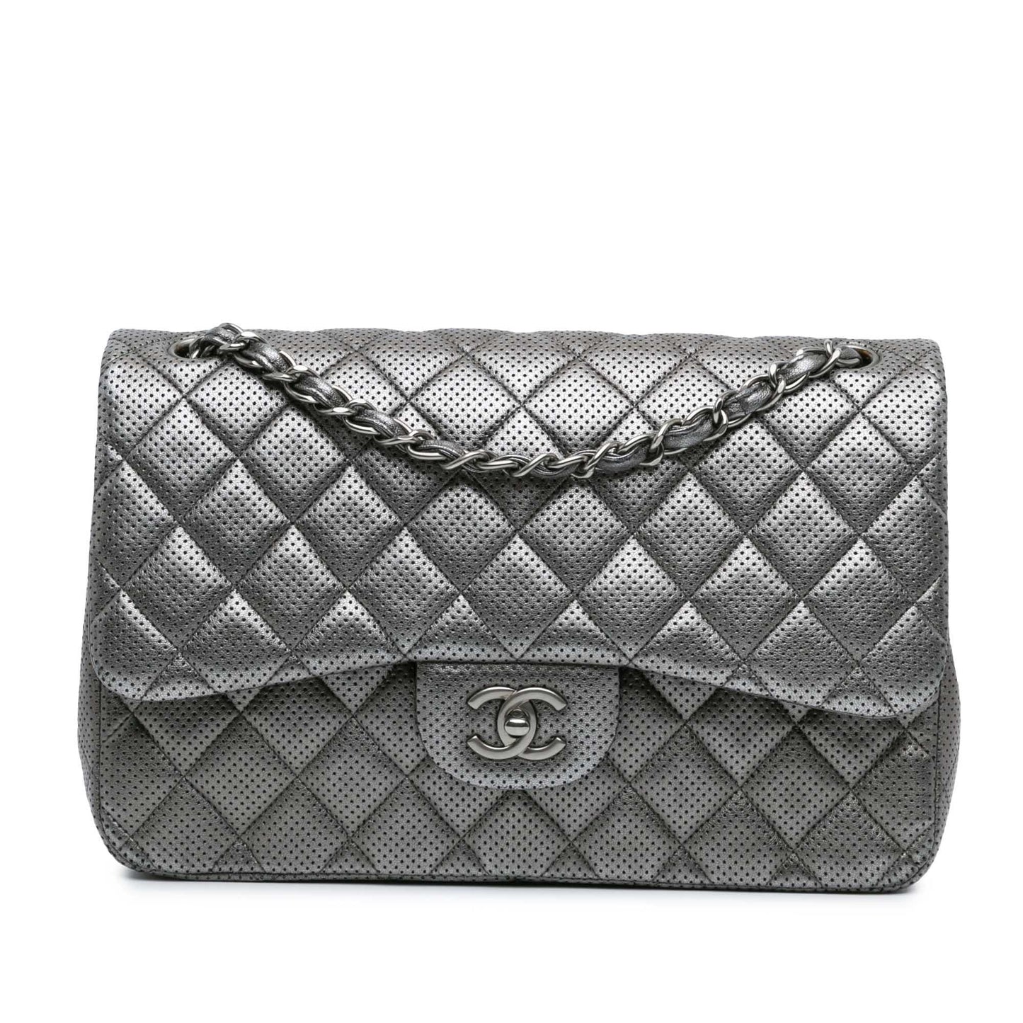 Chanel Jumbo Classic Perforated Lambskin Double Flap Handbag