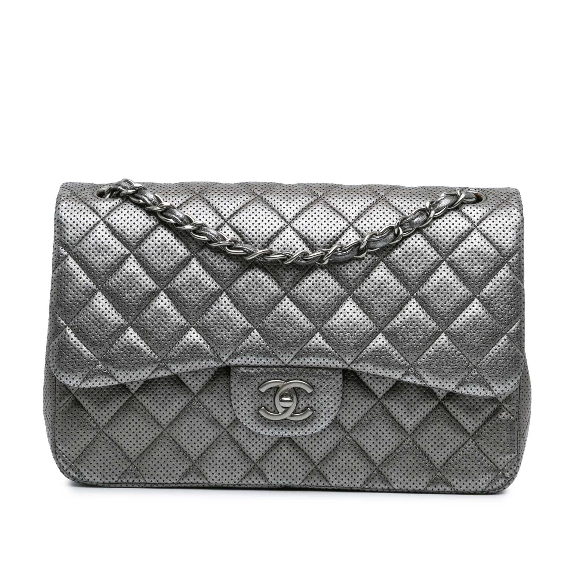 Chanel Jumbo Classic Perforated Lambskin Double Flap Handbag