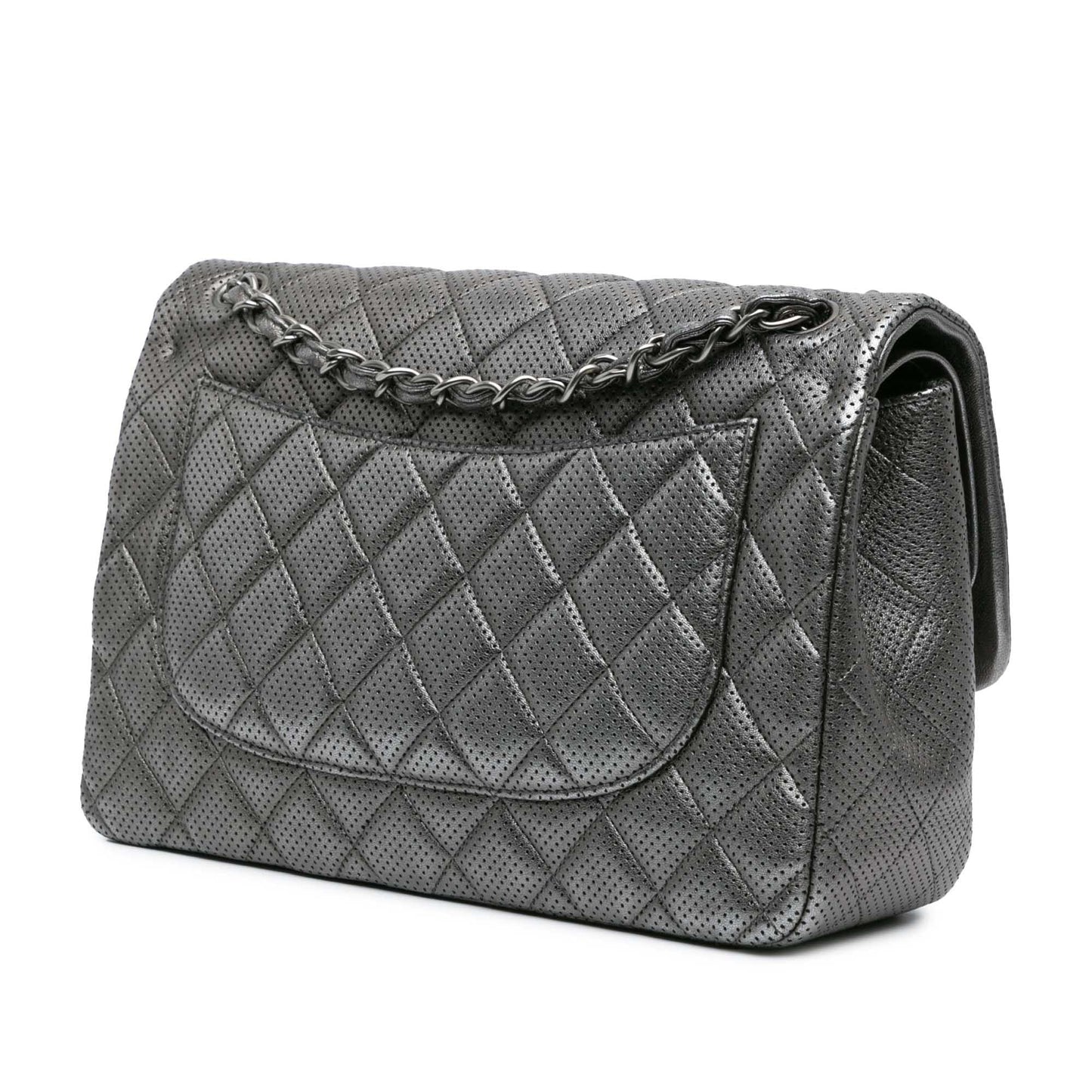 Chanel Jumbo Classic Perforated Lambskin Double Flap Handbag