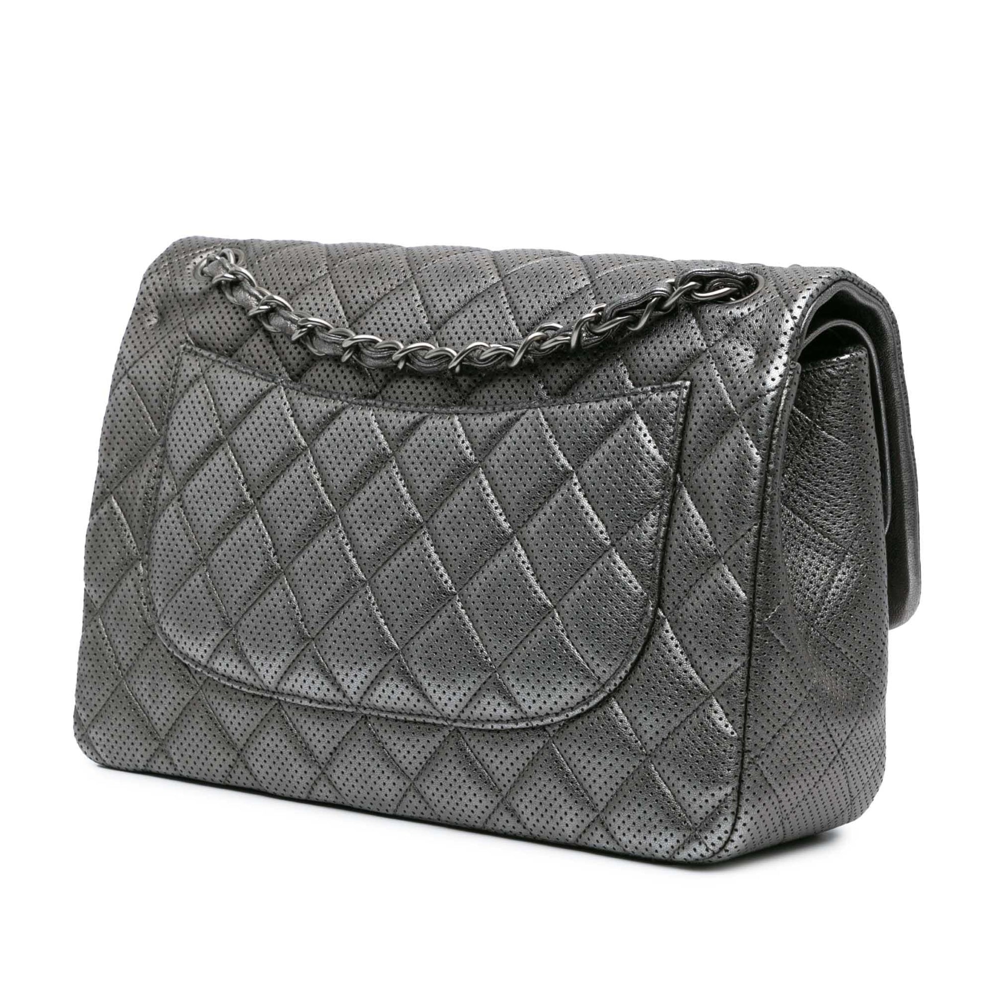 Chanel Jumbo Classic Perforated Lambskin Double Flap Handbag