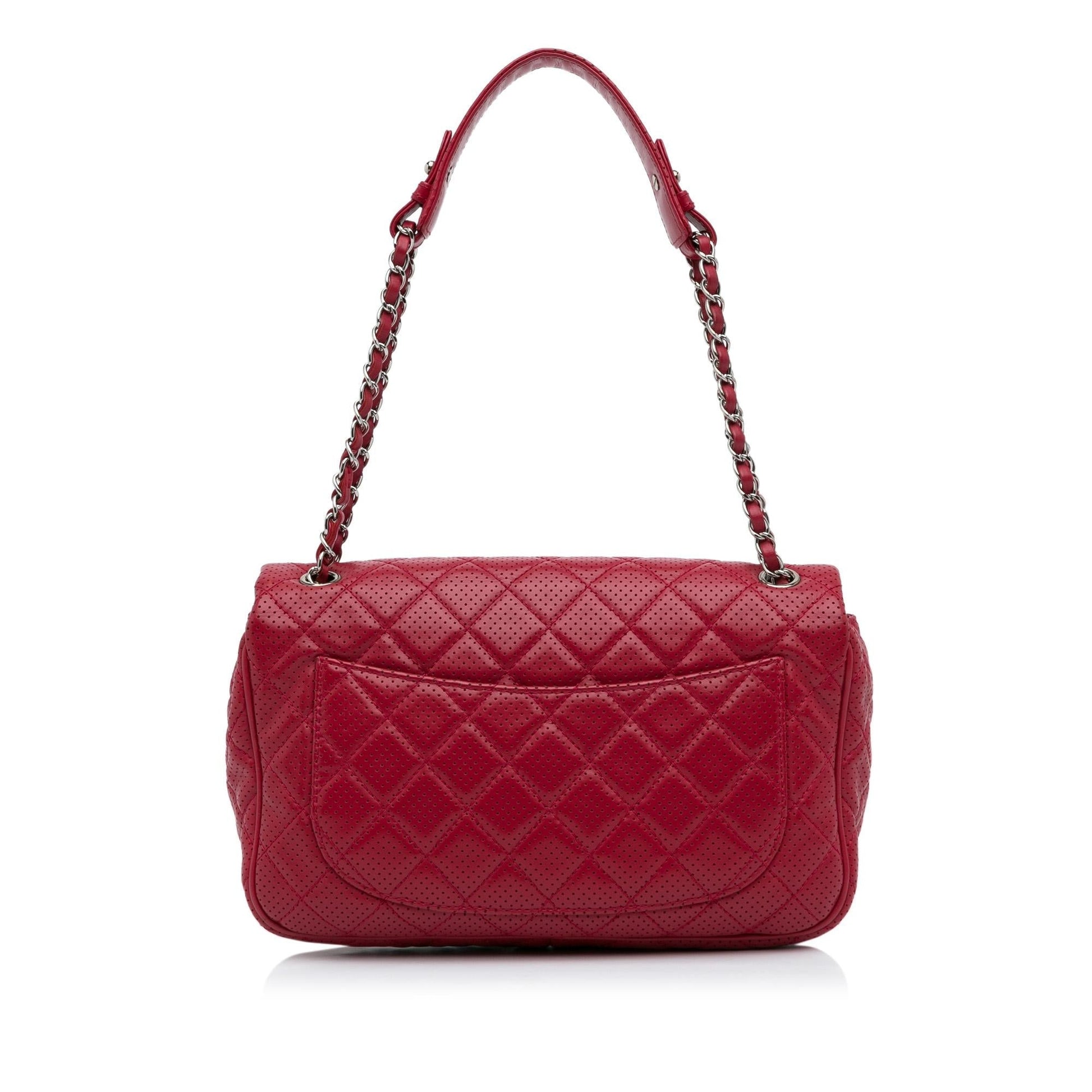 Chanel Jumbo Classic Perforated Lambskin Single Flap Handbag