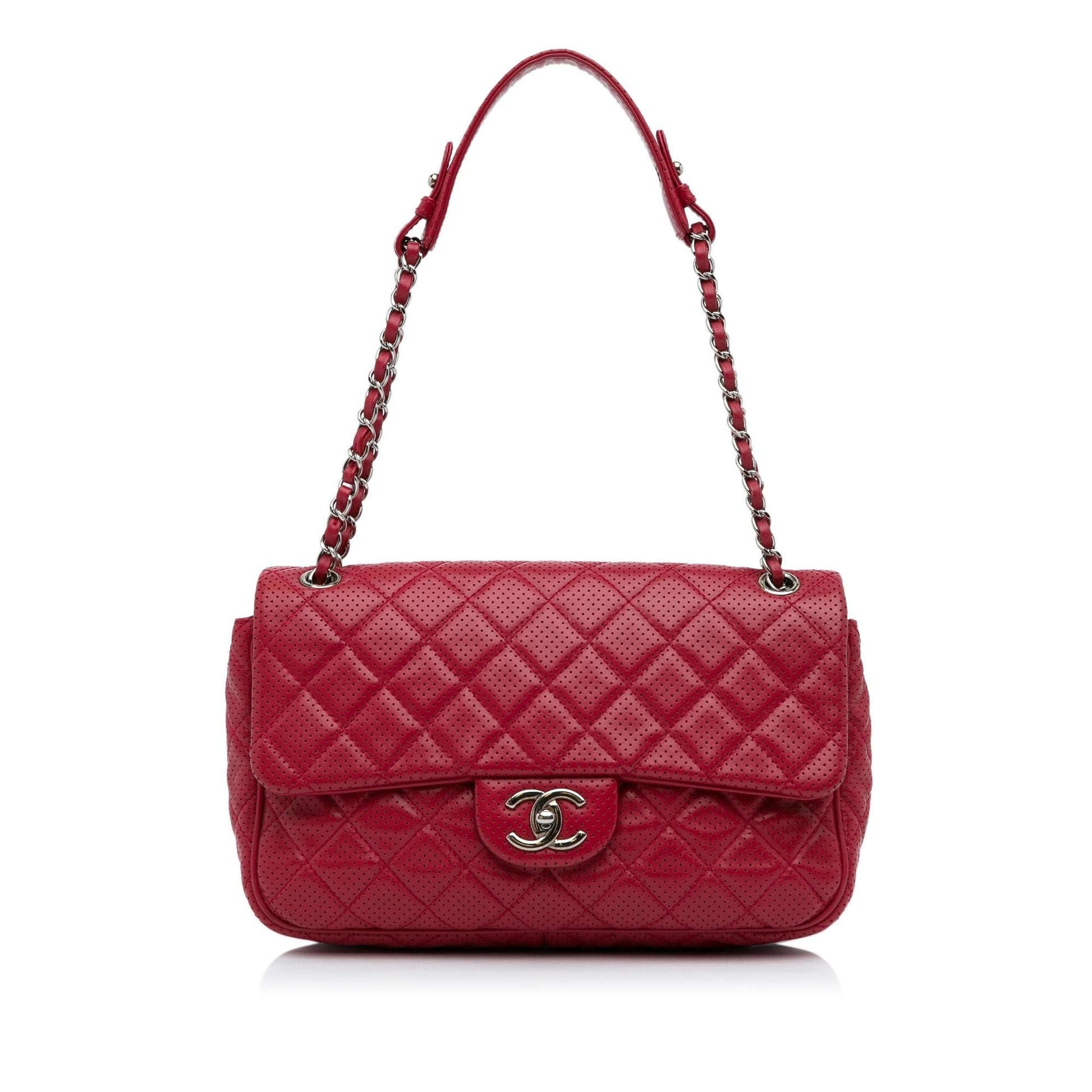Chanel Jumbo Classic Perforated Lambskin Single Flap Handbag