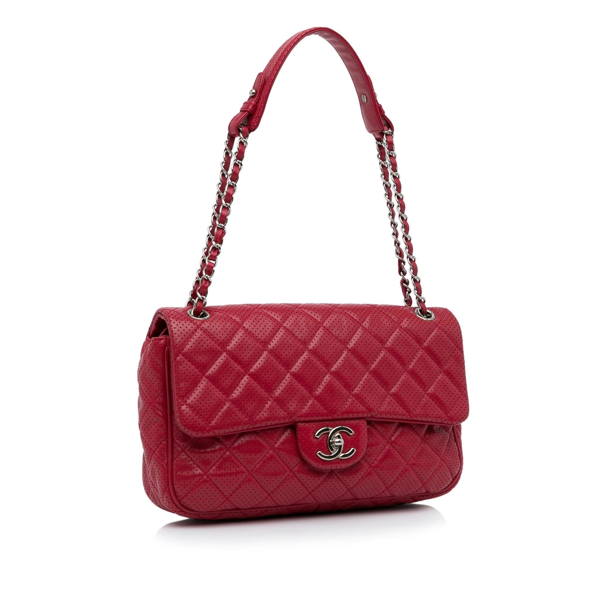 Chanel Jumbo Classic Perforated Lambskin Single Flap Handbag