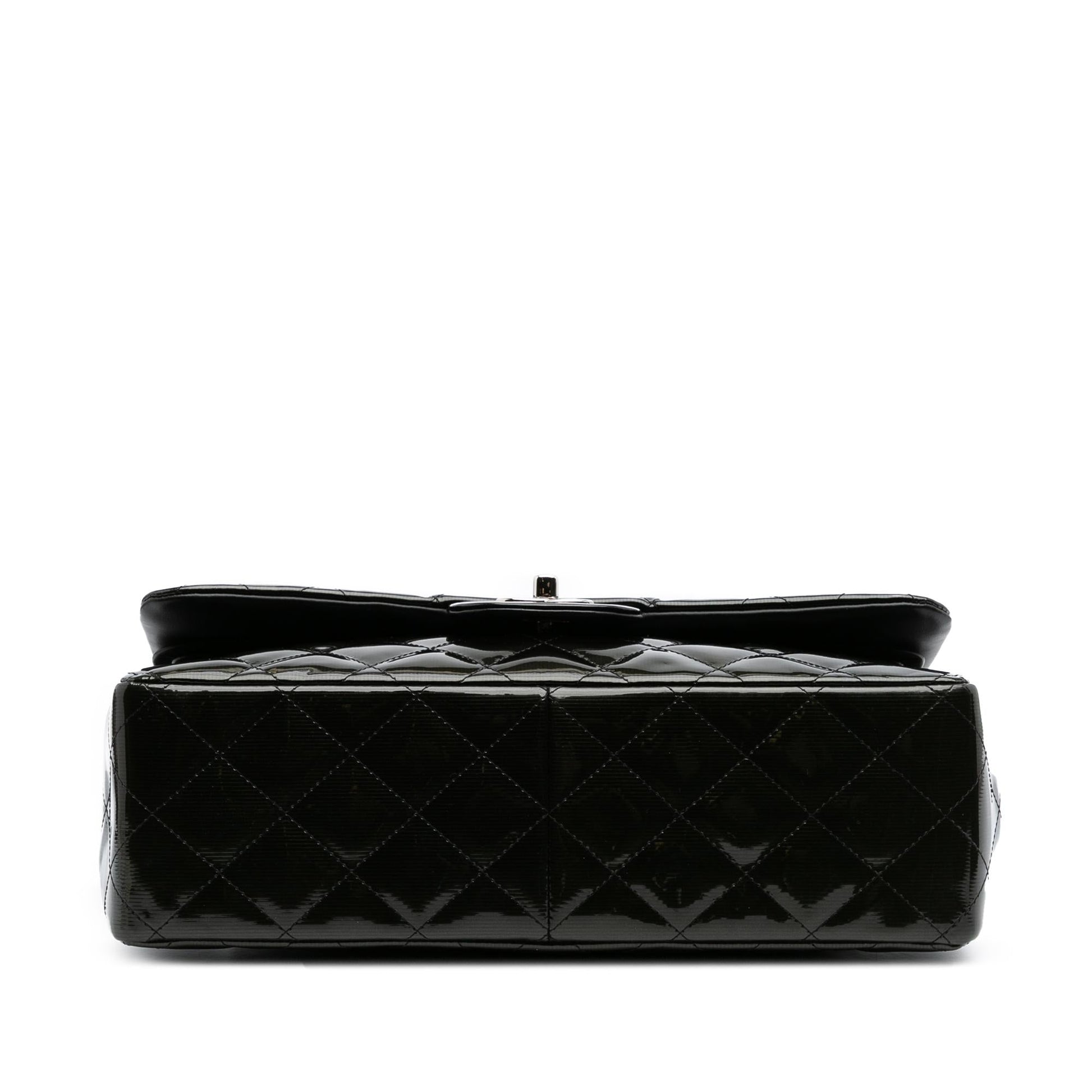 Chanel Jumbo Classic Striped Patent Double Flap Handbag