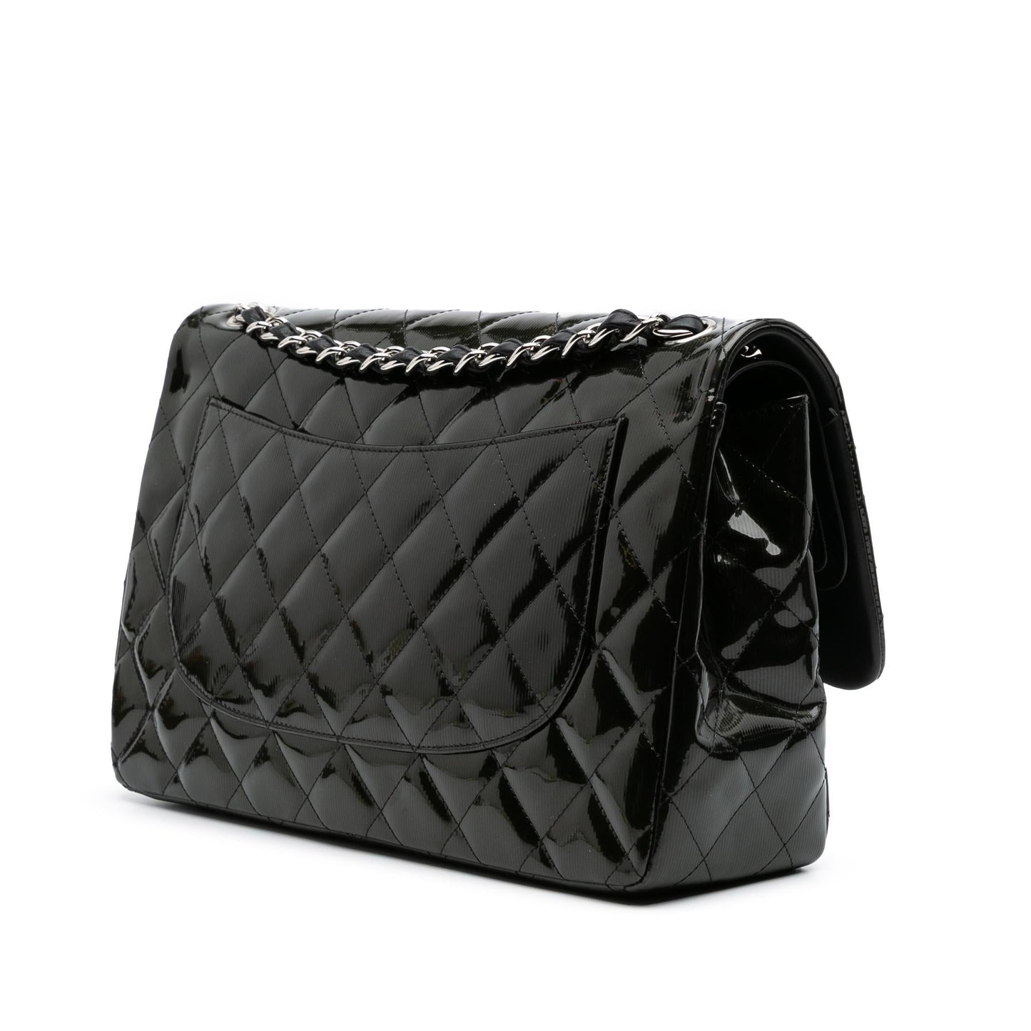 Chanel Jumbo Classic Striped Patent Double Flap Handbag
