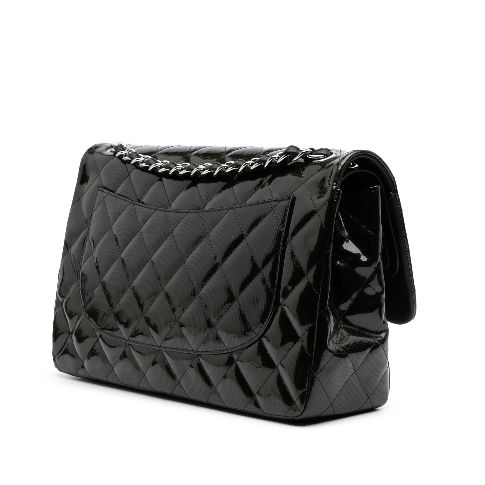 Chanel Jumbo Classic Striped Patent Double Flap Handbag