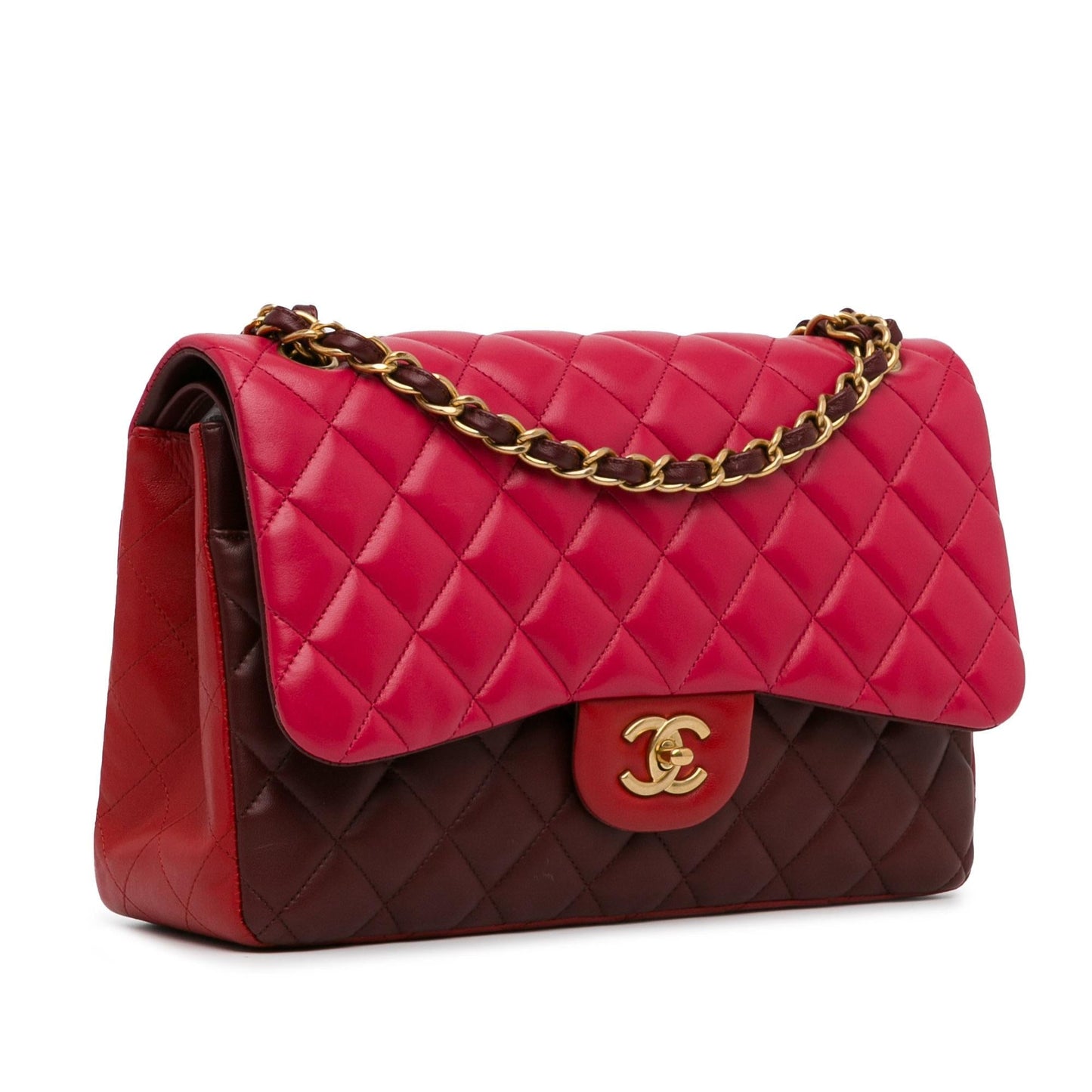 Chanel Jumbo Classic Tricolor Lambskin Double Flap Handbag
