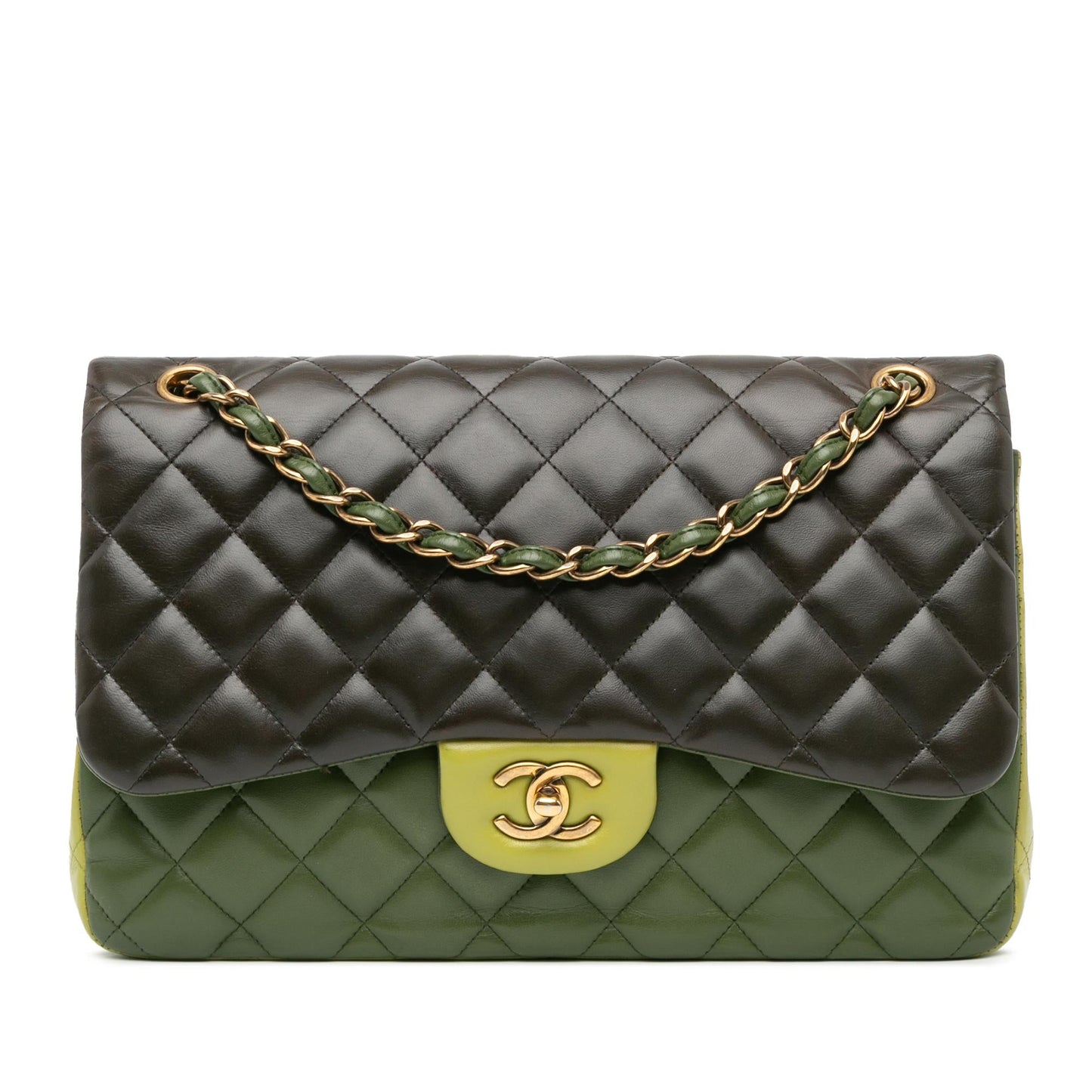 Chanel Jumbo Classic Tricolor Lambskin Double Flap Handbag Shg 9Rvf1I