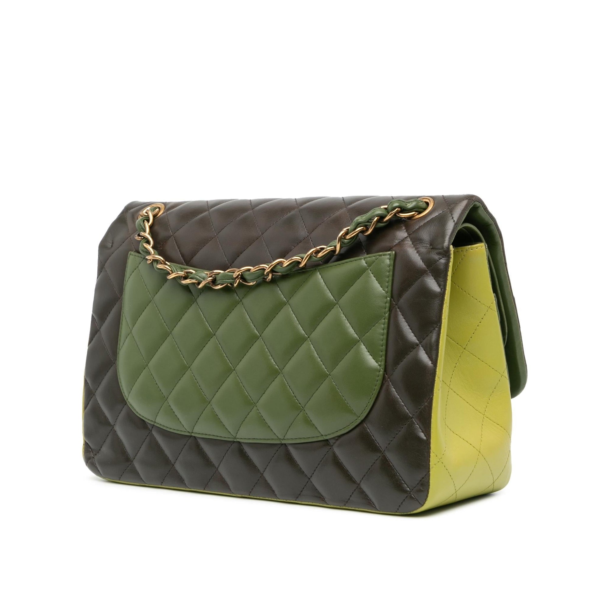 Chanel Jumbo Classic Tricolor Lambskin Double Flap Handbag Shg 9Rvf1I