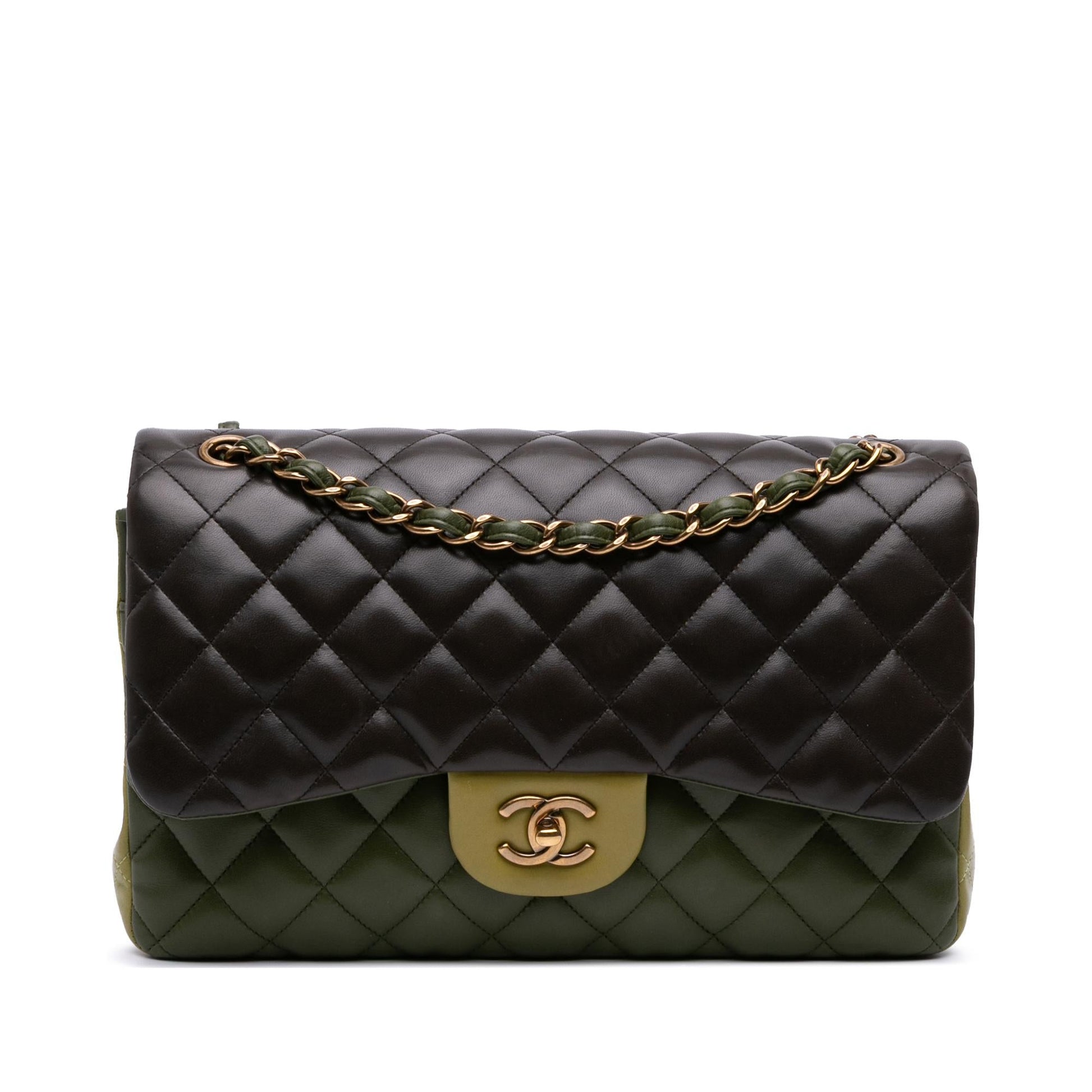 Chanel Jumbo Classic Tricolor Lambskin Double Flap Handbag