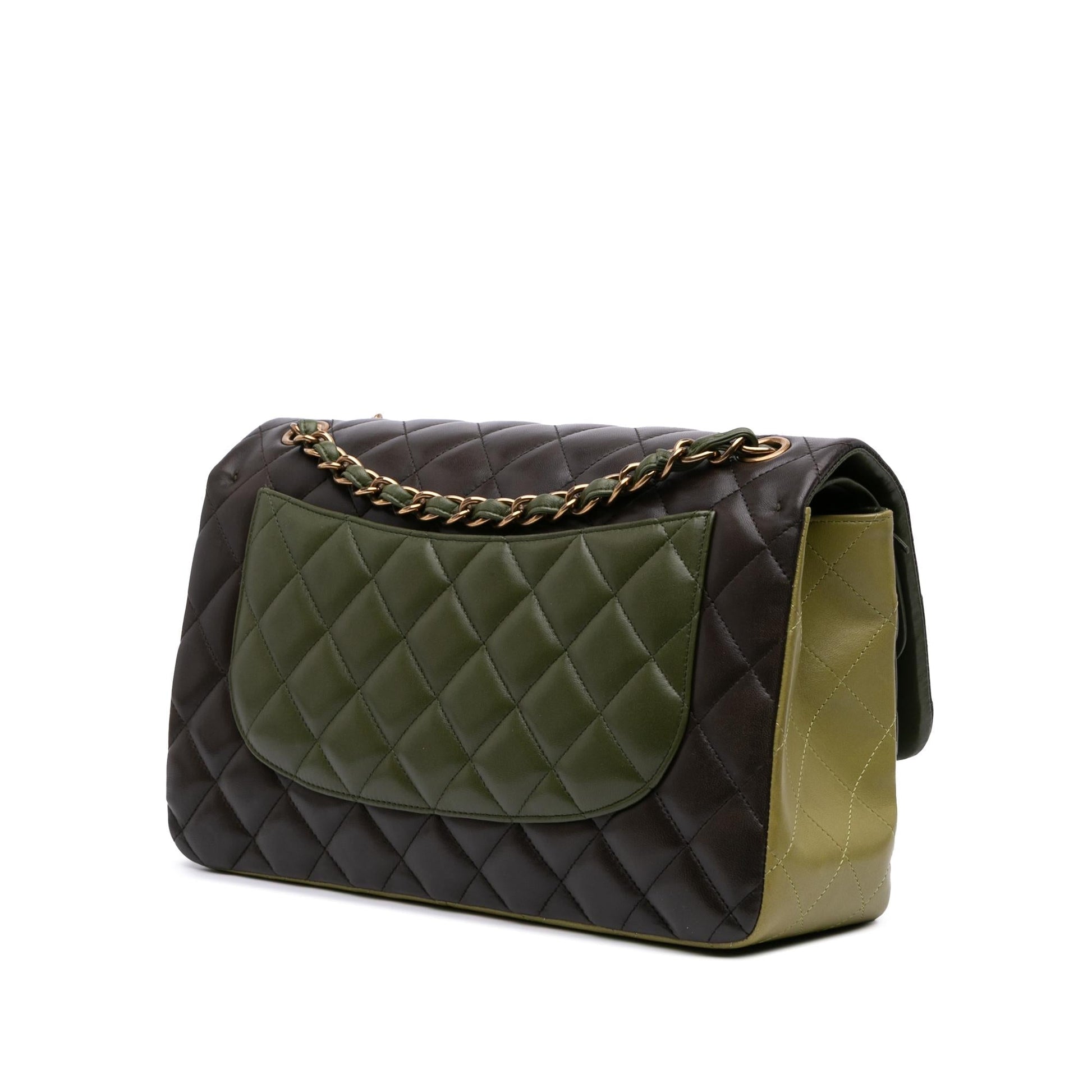Chanel Jumbo Classic Tricolor Lambskin Double Flap Handbag
