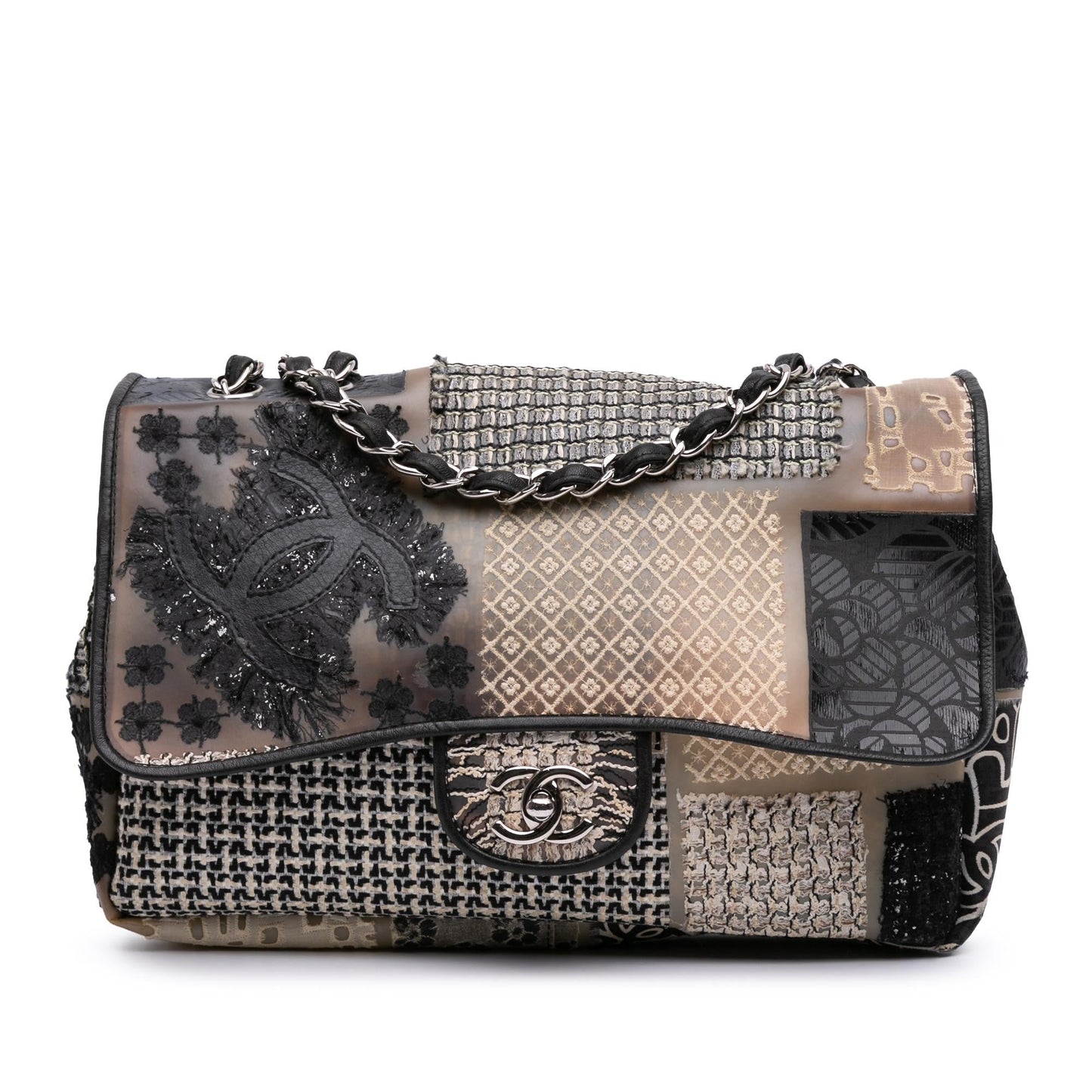 Chanel Jumbo PVC Tweed Patchwork Single Flap Handbag