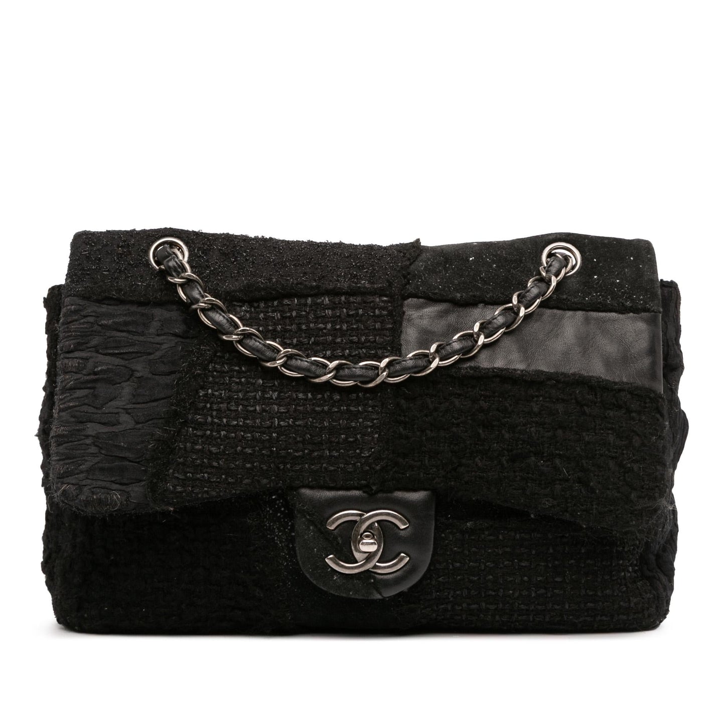 Chanel Jumbo Patchwork Tweed Flap Handbag