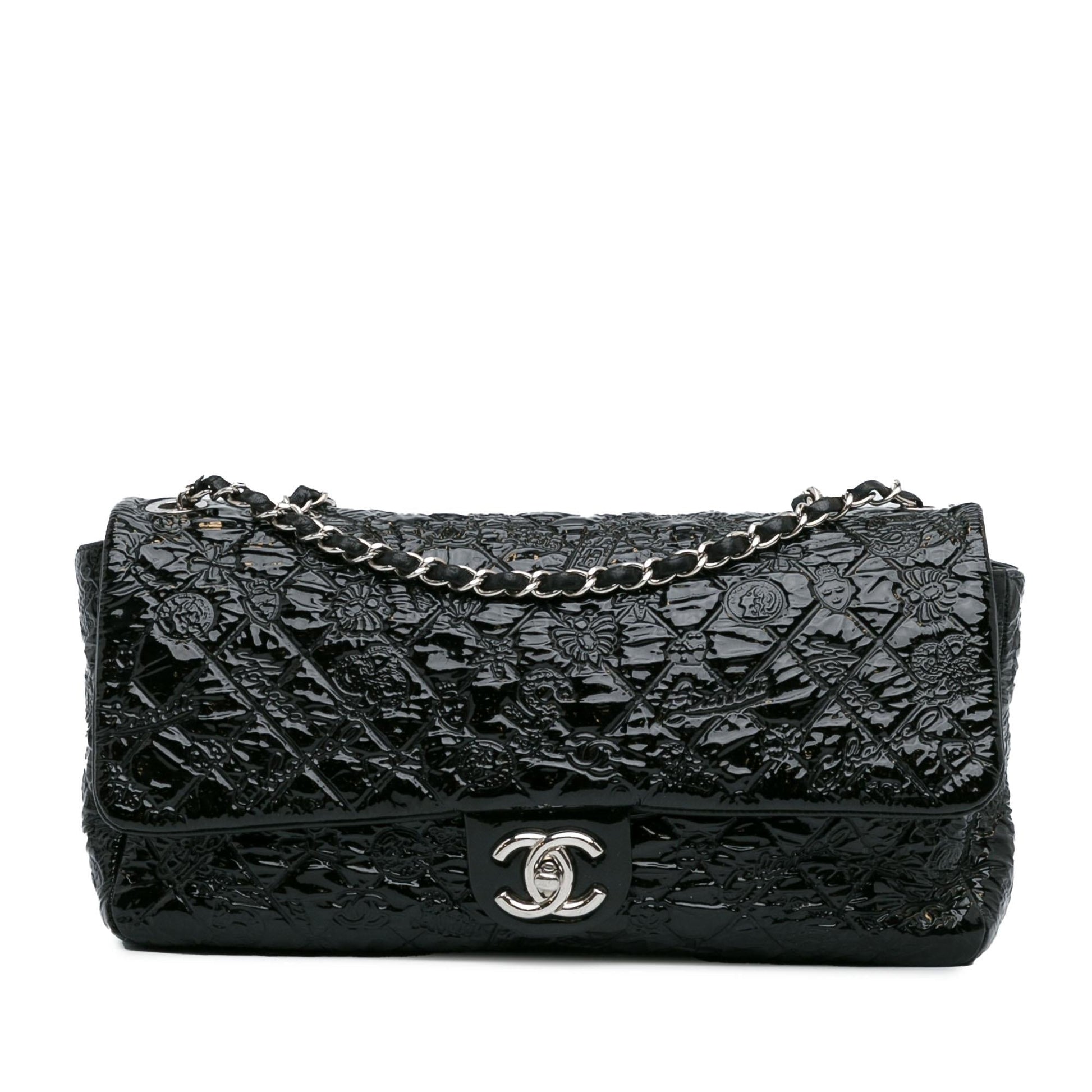 Chanel Jumbo Patent Lucky Symbols Flap SHG-IatIl6 Handbag