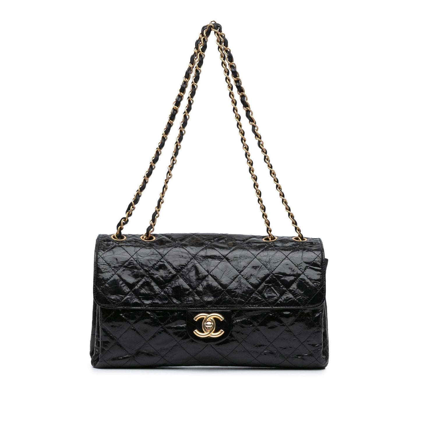 Chanel Jumbo Quilted Glazed Calfskin Clams Pocket Handbag