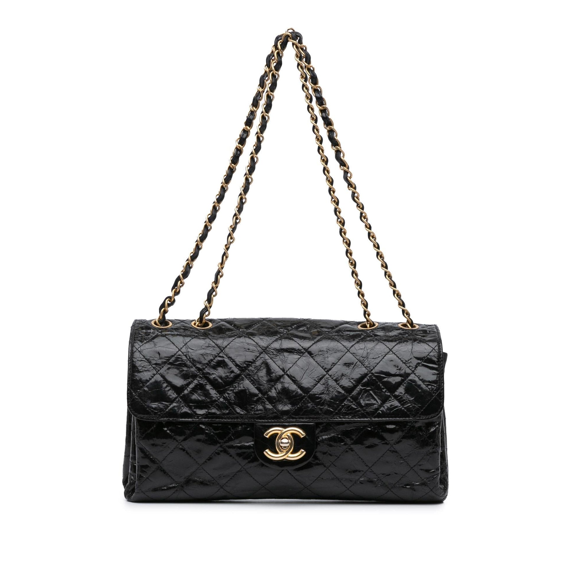 Chanel Jumbo Quilted Glazed Calfskin Clams Pocket Handbag