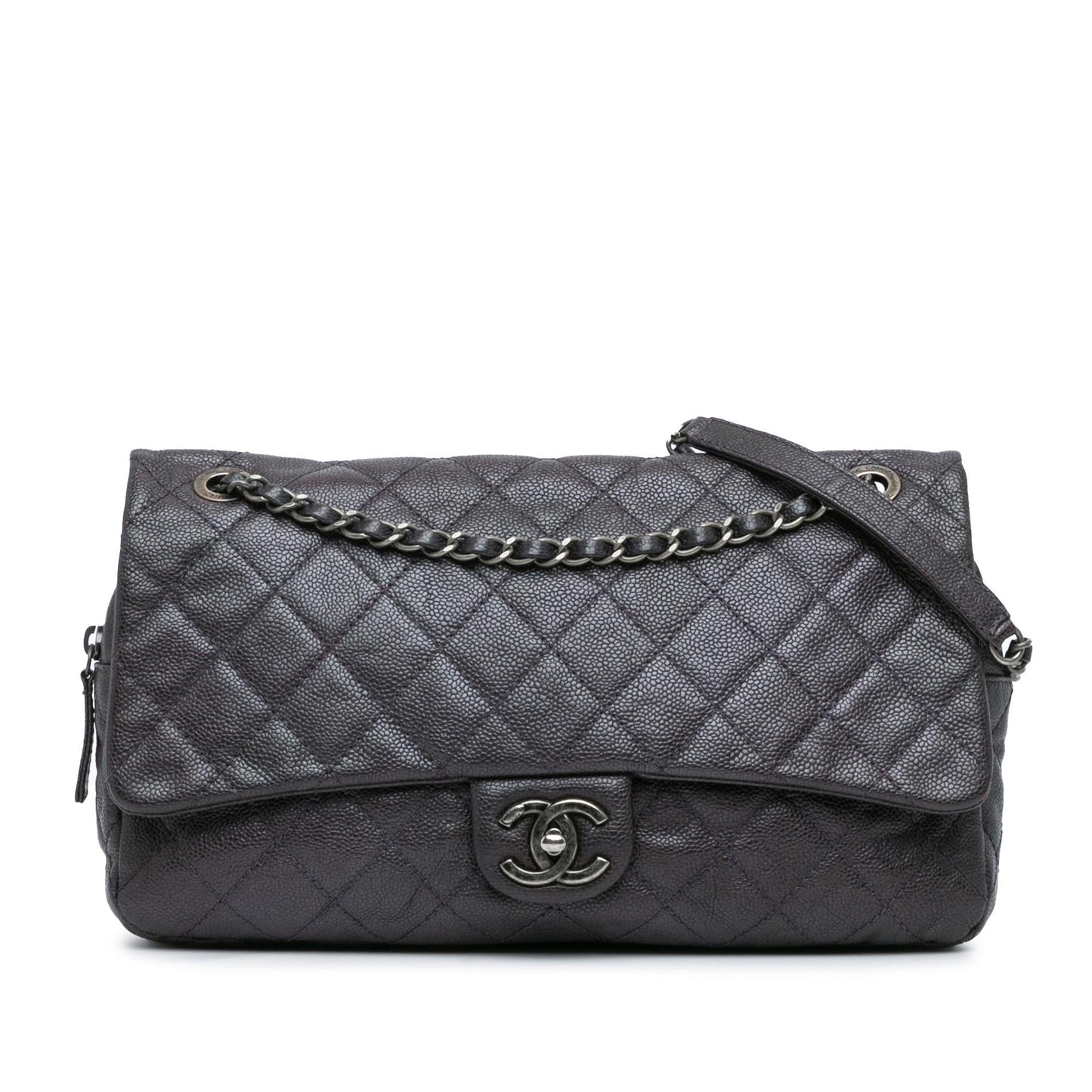 Chanel Jumbo Quilted Iridescent Caviar Easy Flap Handbag Flap 1