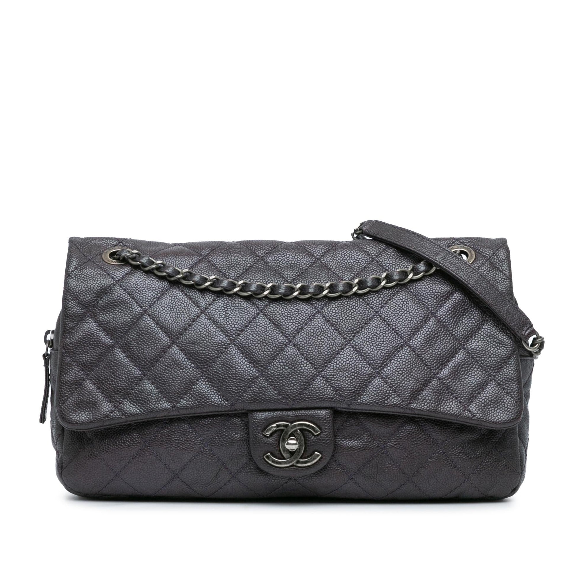 Chanel Jumbo Quilted Iridescent Caviar Easy Flap Handbag Flap 1