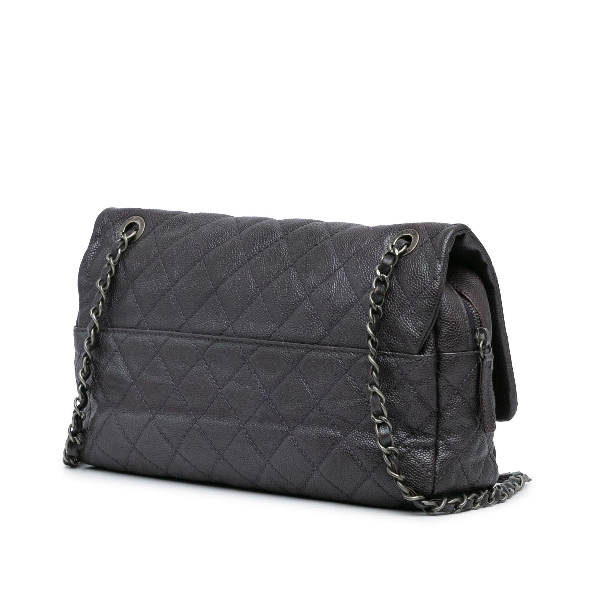Chanel Jumbo Quilted Iridescent Caviar Easy Flap Handbag Flap 1