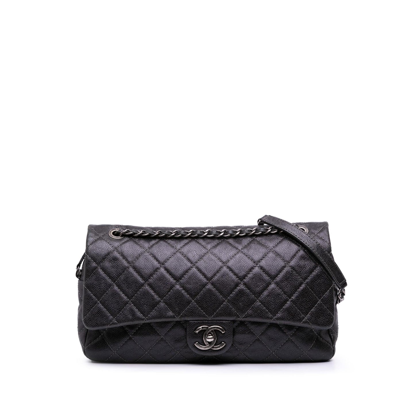 Chanel Jumbo Quilted Iridescent Caviar Easy Flap Handbag Flap 2