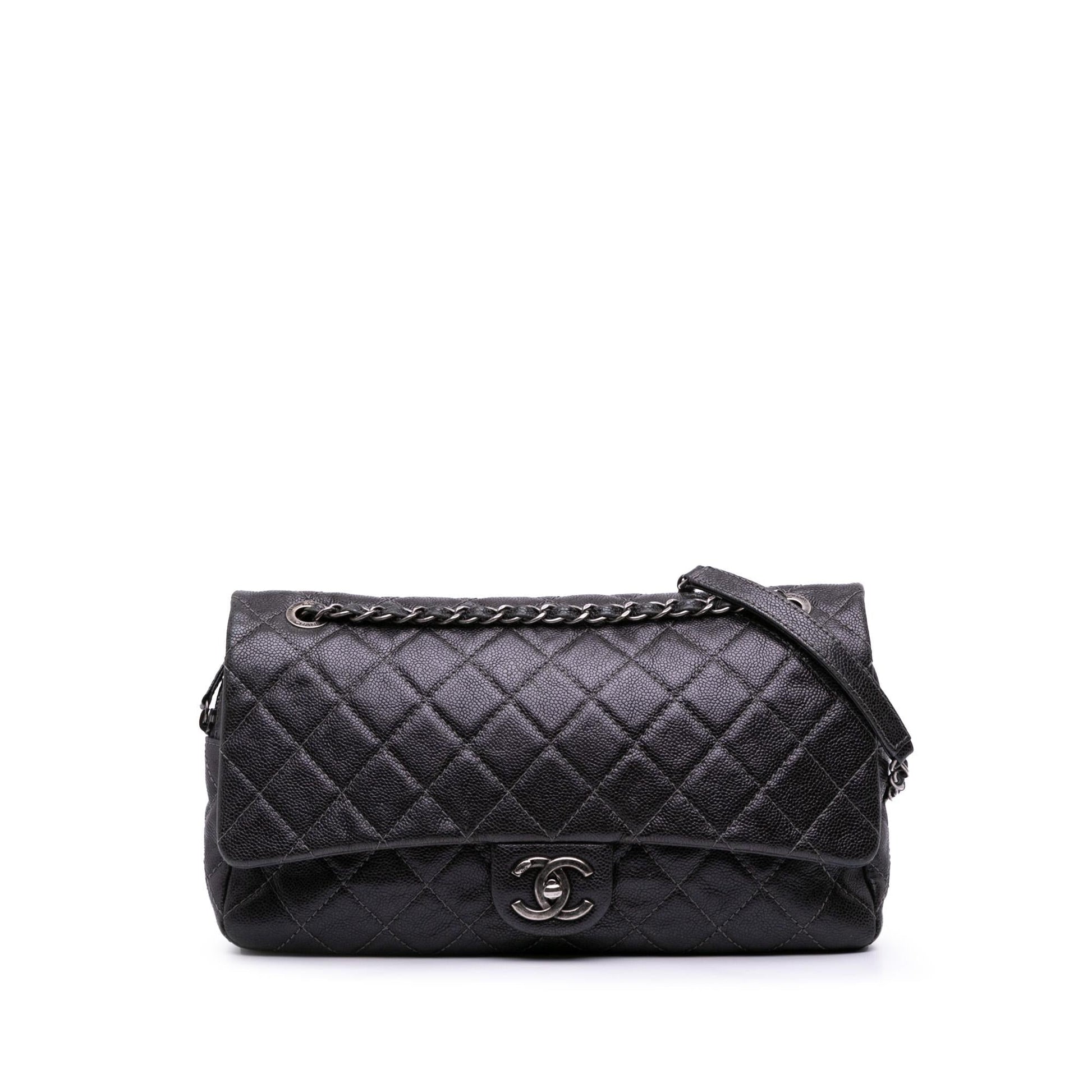 Chanel Jumbo Quilted Iridescent Caviar Easy Flap Handbag Flap 2