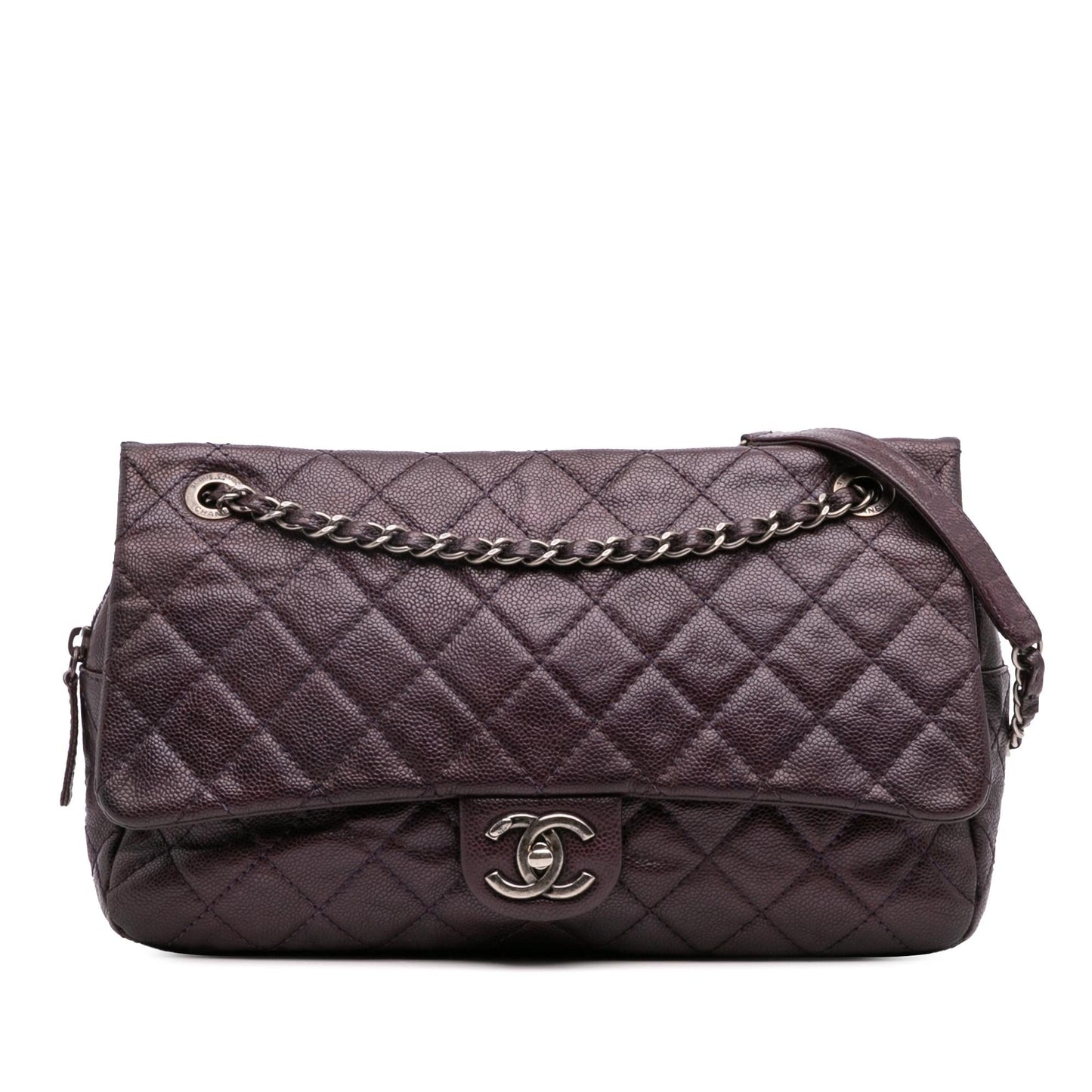 Chanel Jumbo Quilted Iridescent Caviar Easy Flap Handbag Flap 3