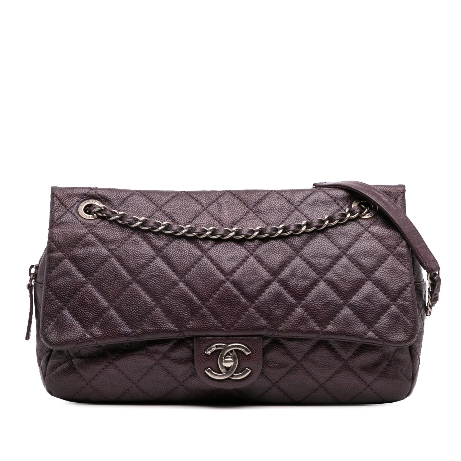 Chanel Jumbo Quilted Iridescent Caviar Easy Flap Handbag Flap 3