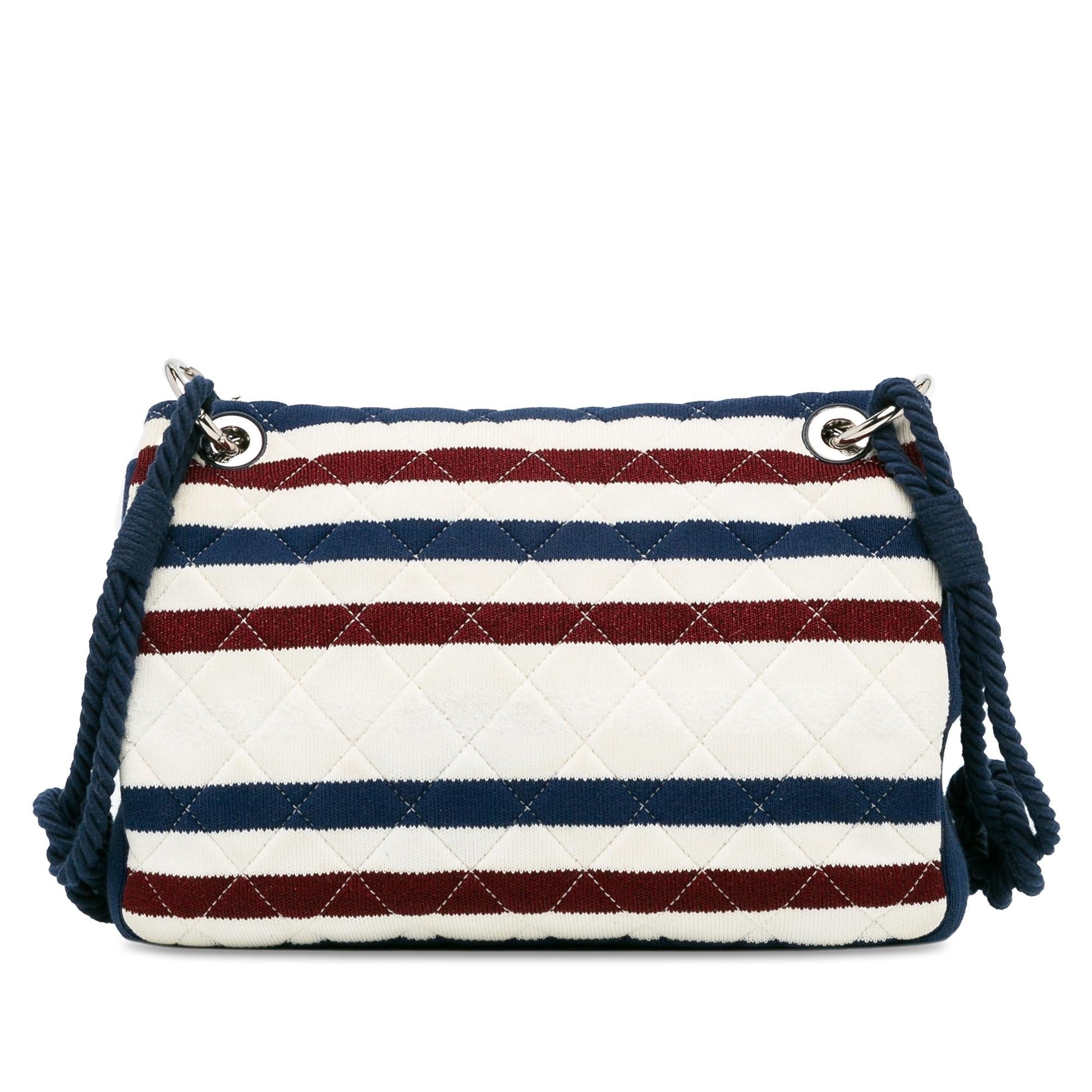 Chanel Jumbo Stripe Jersey Felt Rope Flap Handbag