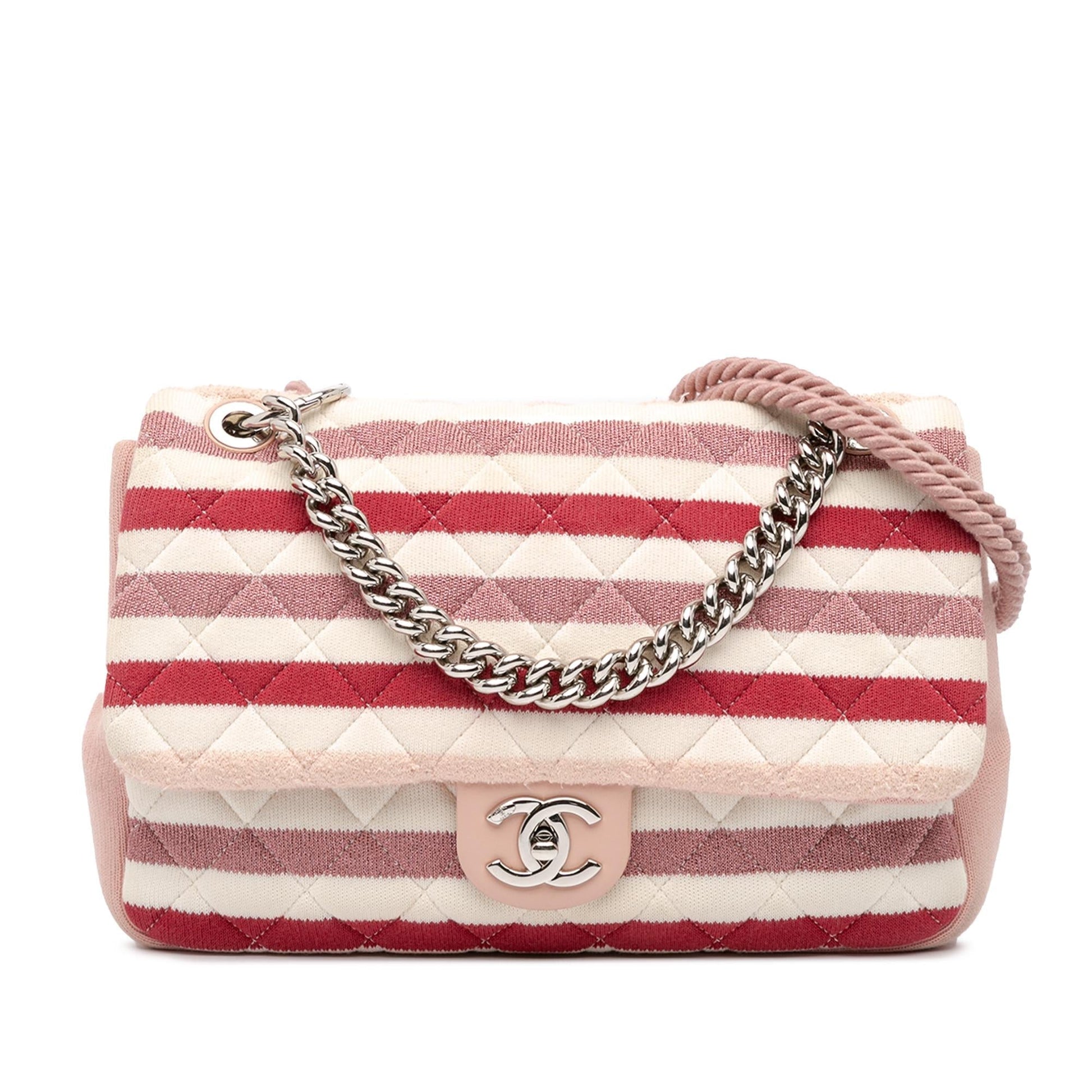 Chanel Jumbo Stripe Jersey Felt Rope Flap Handbag Flap 1