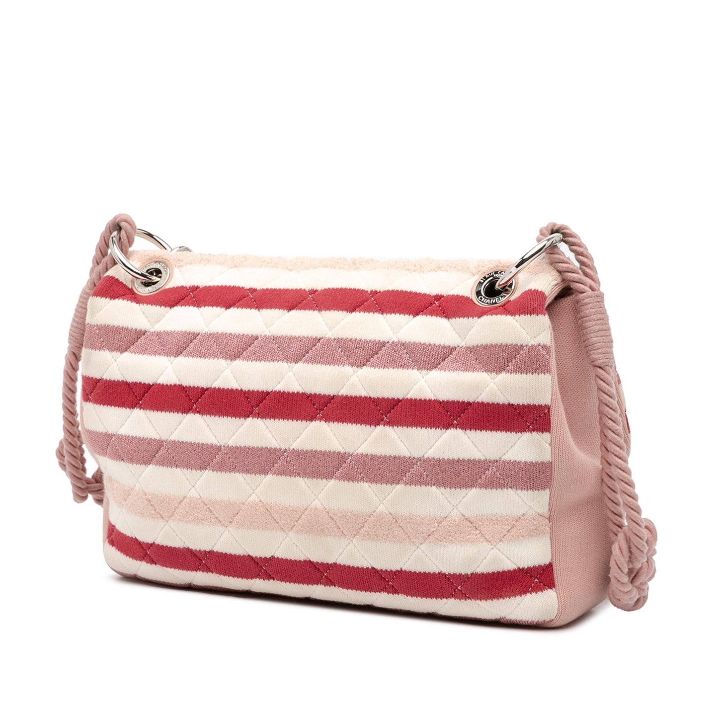 Chanel Jumbo Stripe Jersey Felt Rope Flap Handbag Flap 2