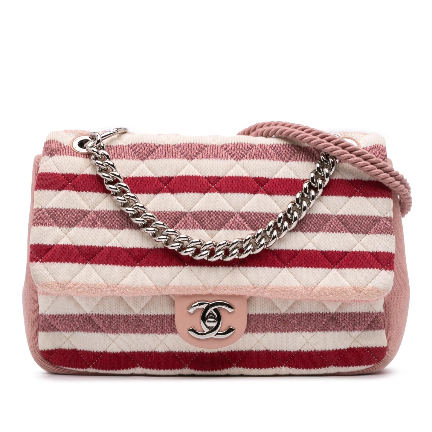 Chanel Jumbo Stripe Jersey Felt Rope Flap Handbag Flap 3