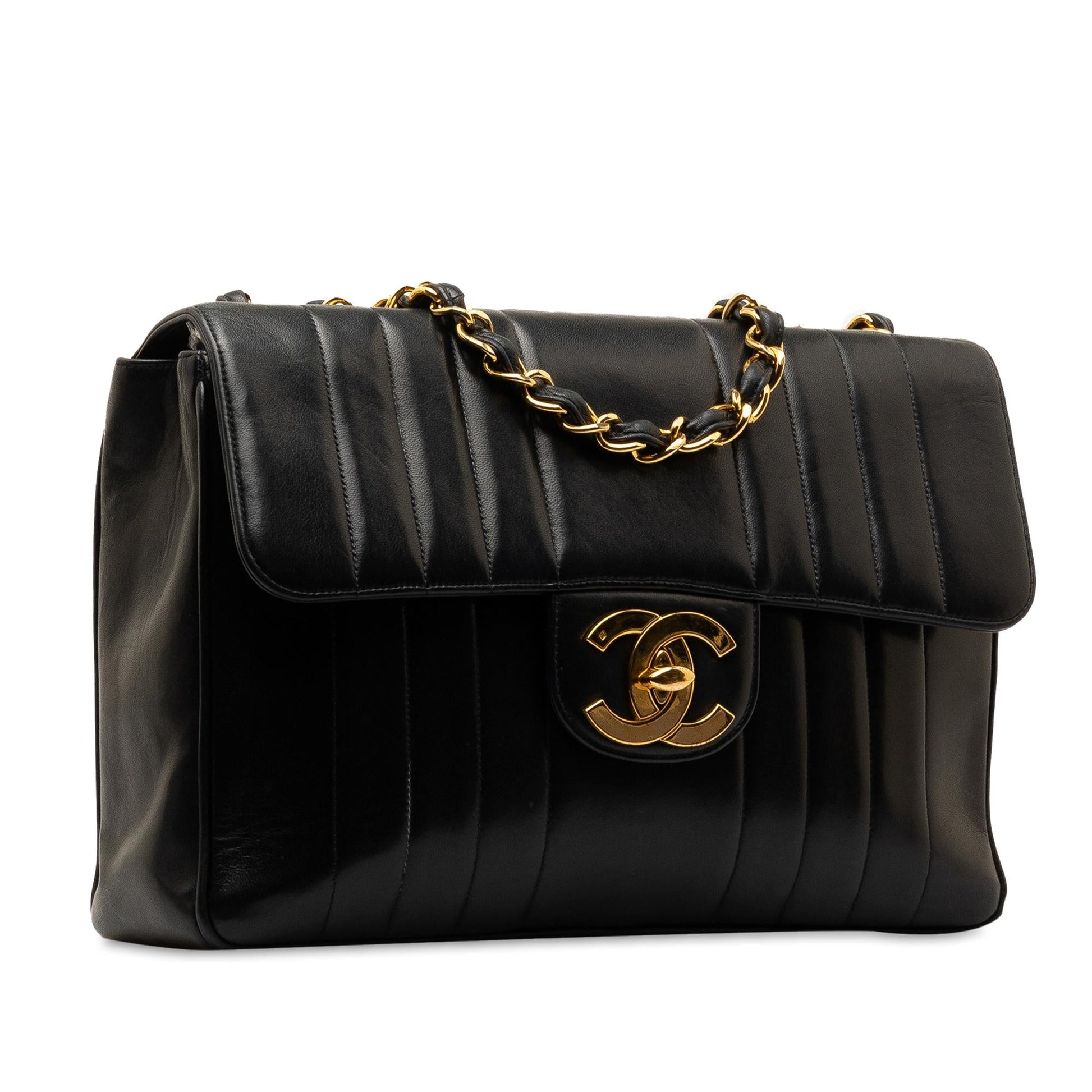 Chanel Jumbo Vertical Quilt Lambskin Single Flap Handbag