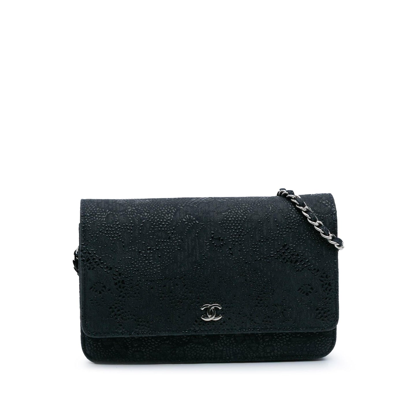 Chanel Lace Overlay Goatskin On Wallet Case