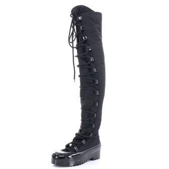 Chanel CC Lace Up Knee High Snow Boots for Women