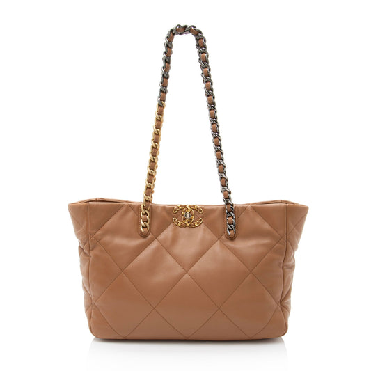 Chanel Lambskin 19 East West Shopping Tote Bag