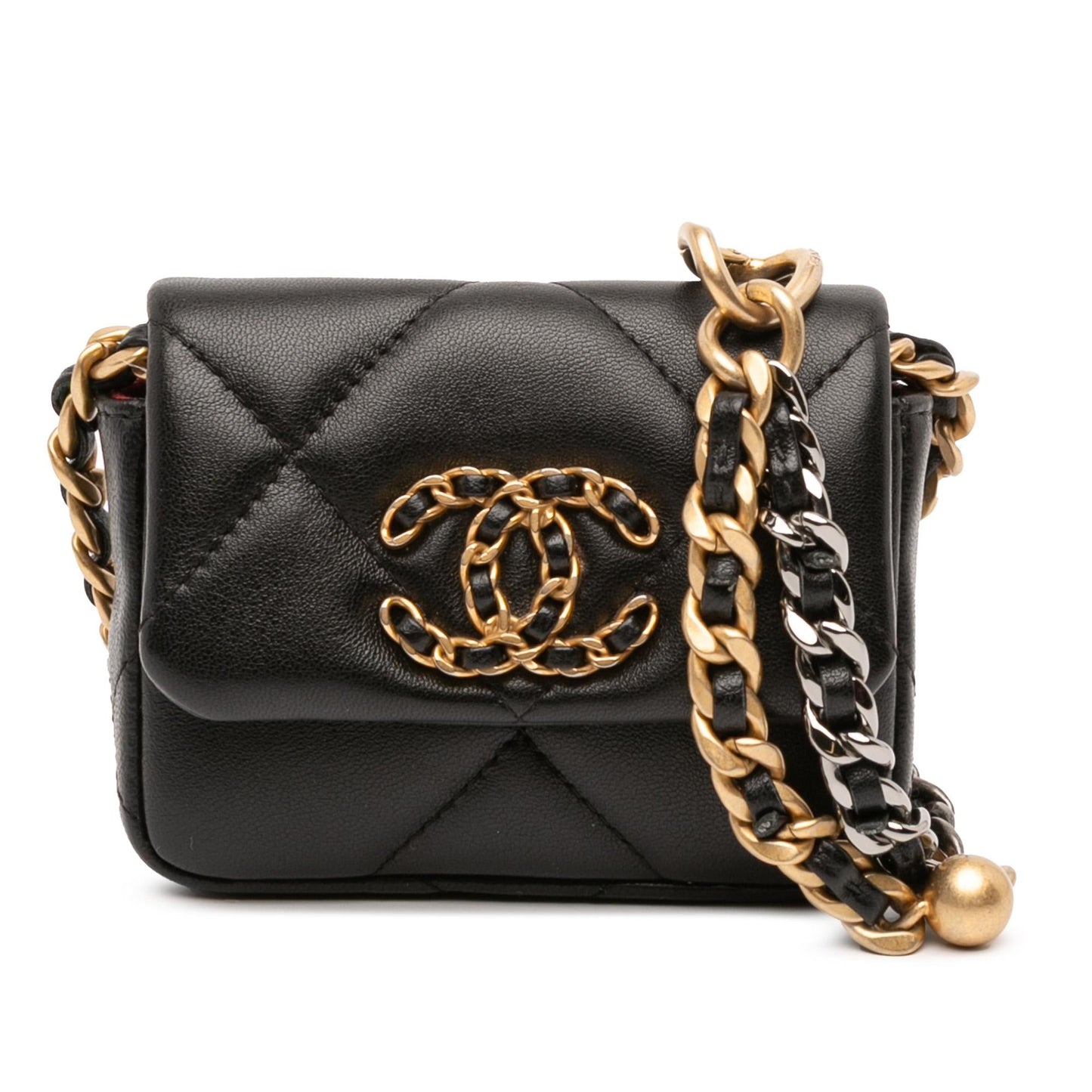 Chanel Lambskin 19 Flap Coin Purse Wallet Case