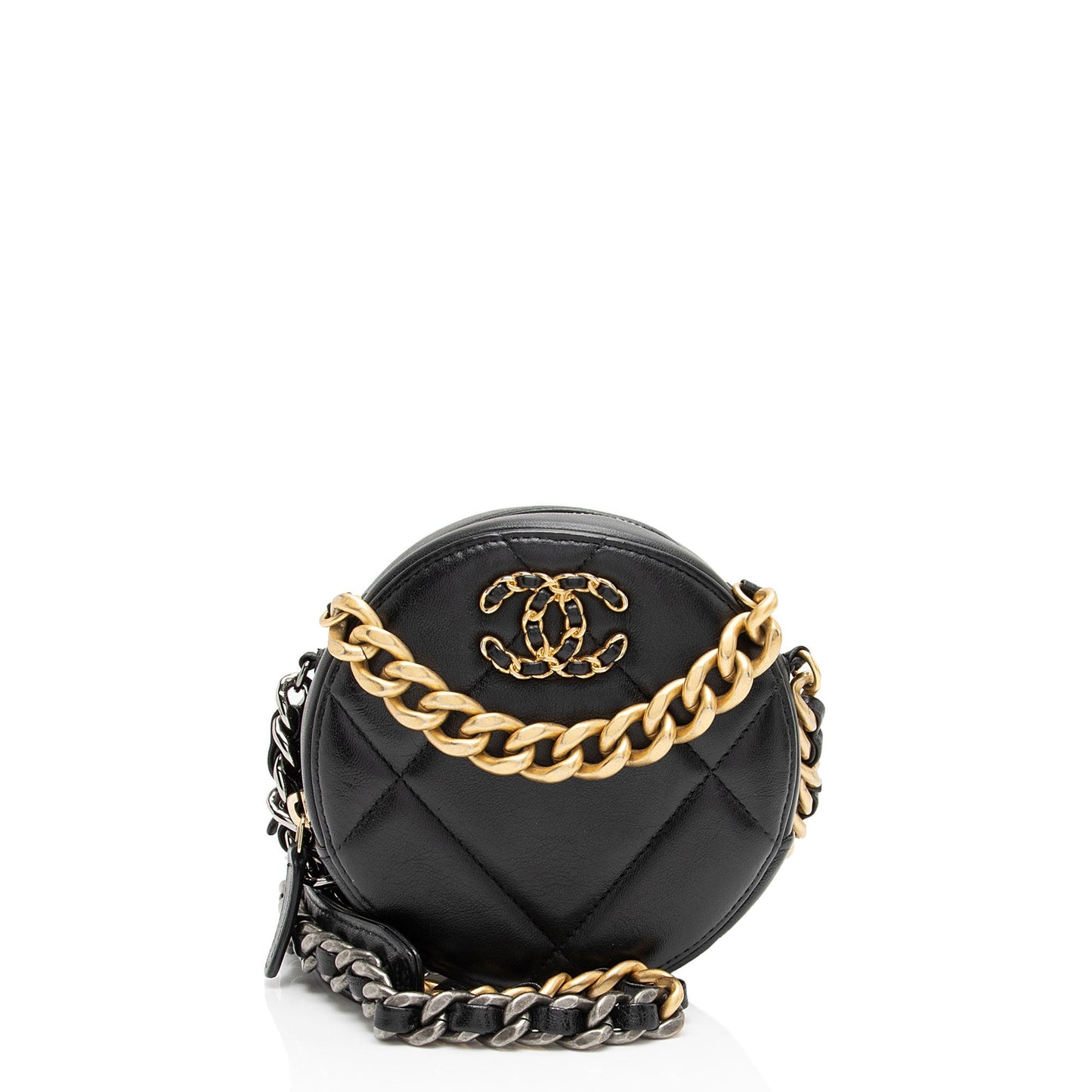 Chanel Lambskin 19 Round Clutch Bag