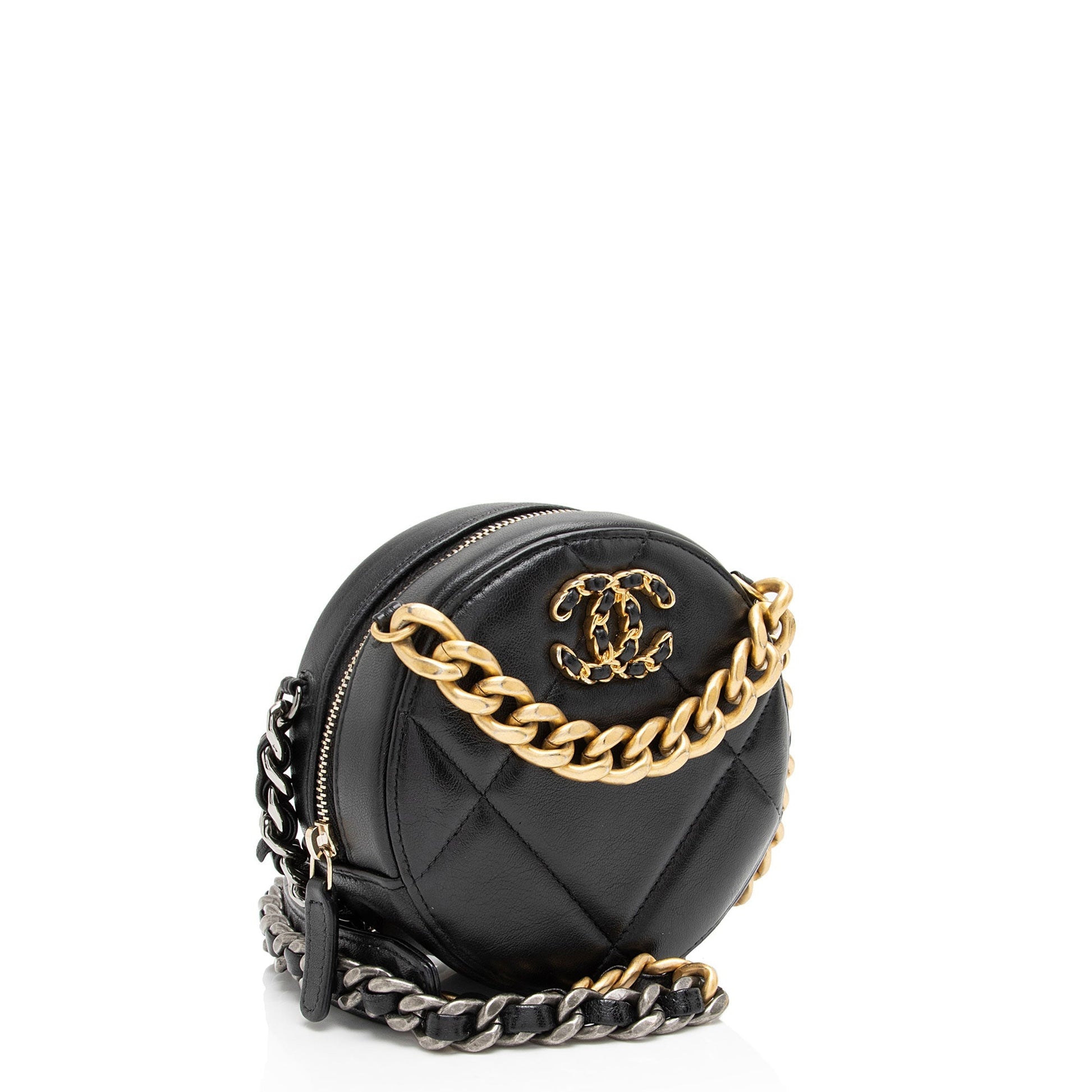 Chanel Lambskin 19 Round Clutch Bag