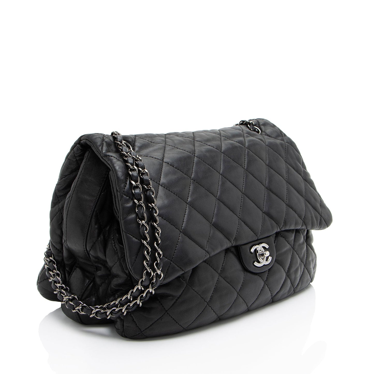 Chanel Lambskin 3 Accordion Maxi Flap Shoulder Bag