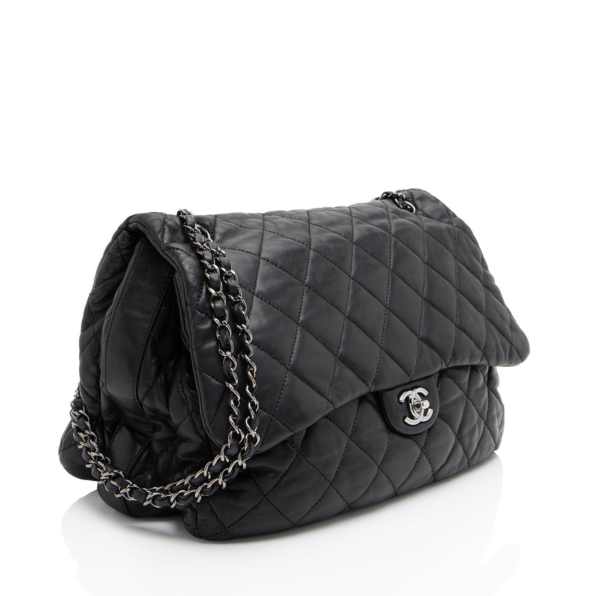 Chanel Lambskin 3 Accordion Maxi Flap Shoulder Bag