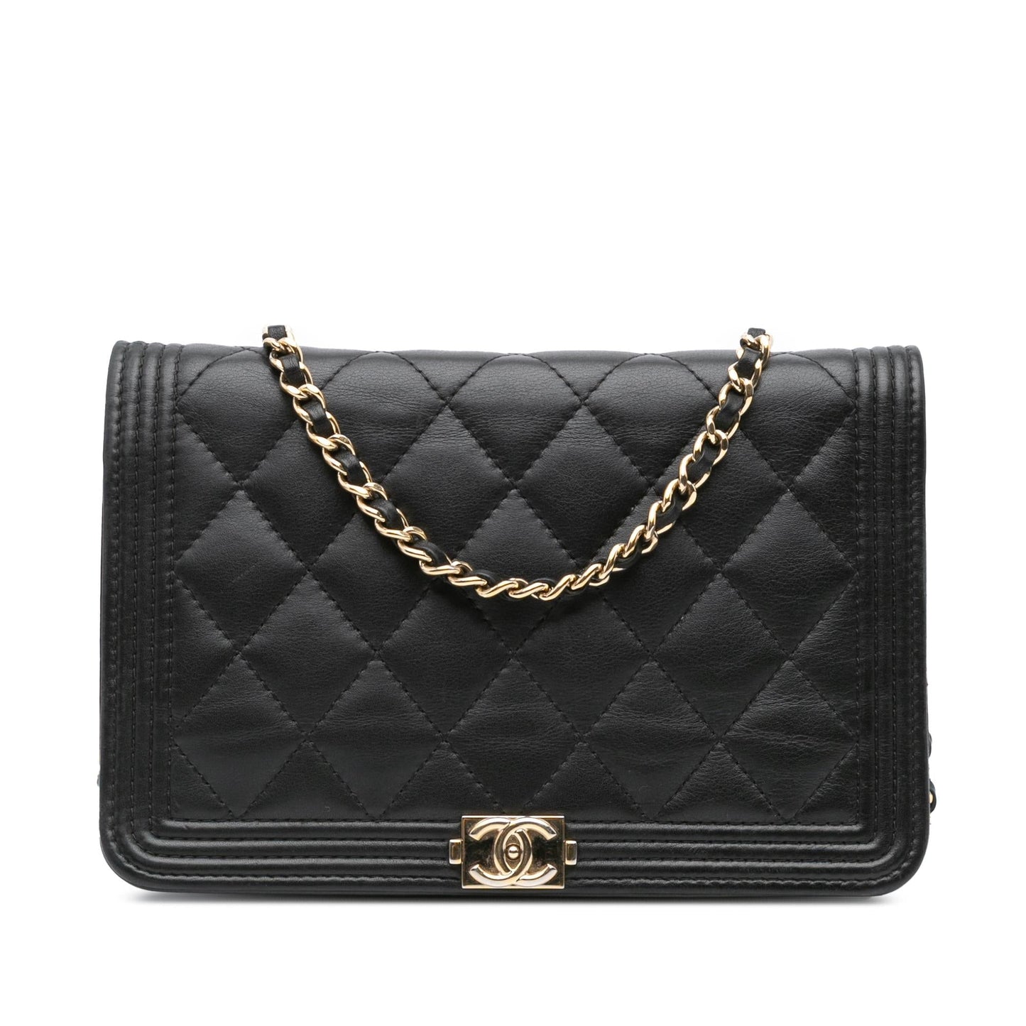 Chanel Lambskin Boy On Wallet Case On Chain