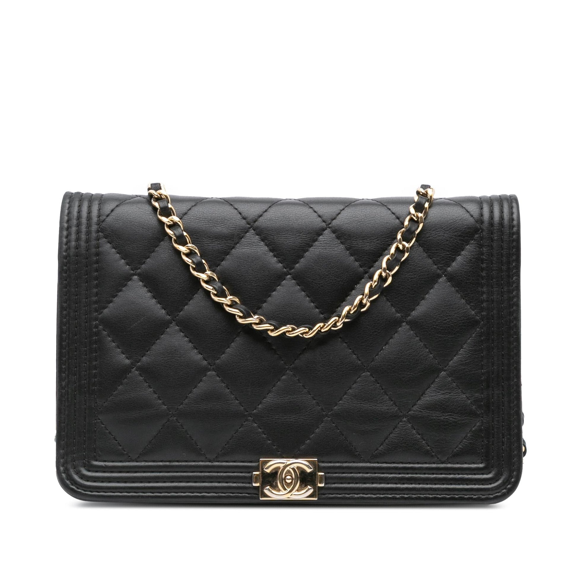 Chanel Lambskin Boy On Wallet Case On Chain