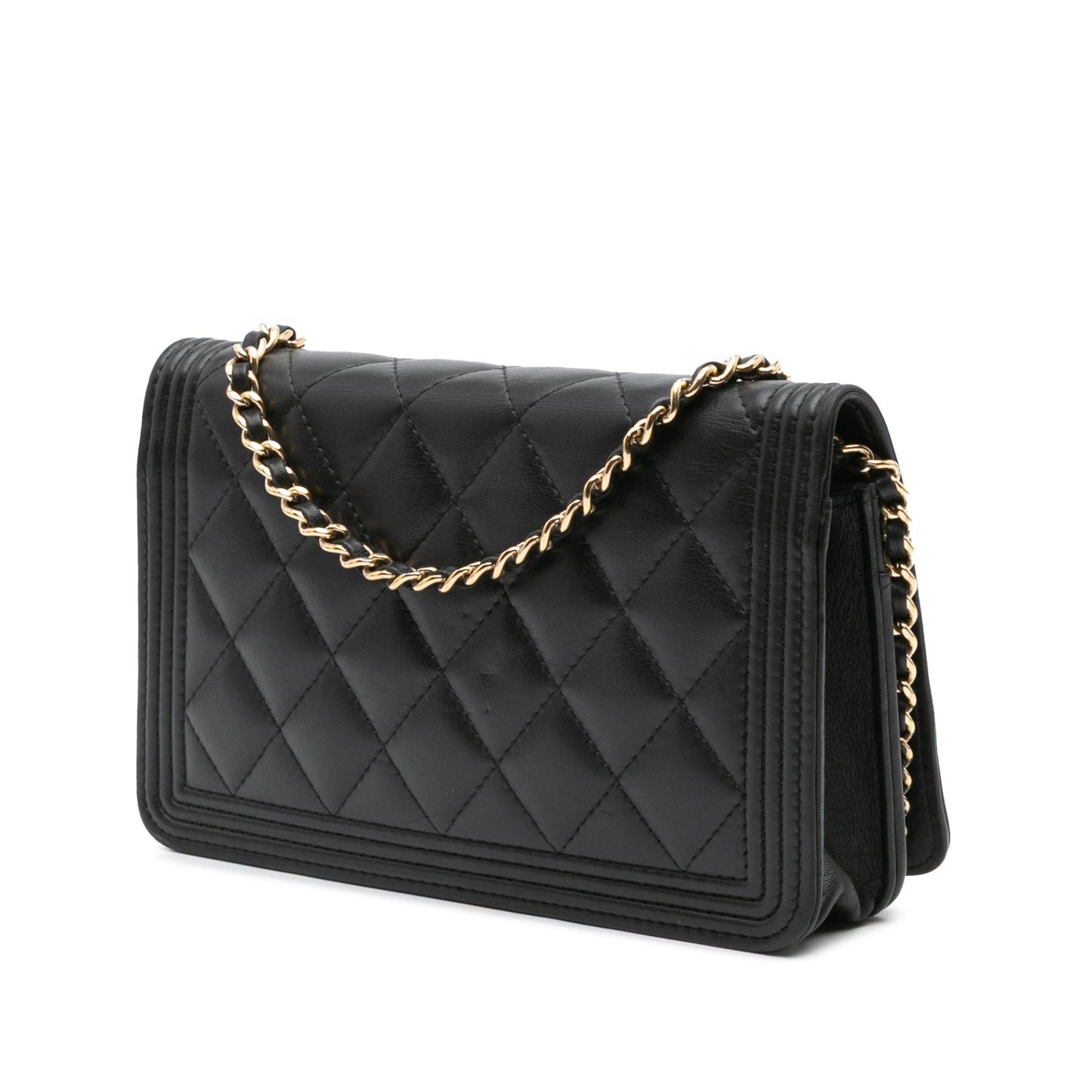 Chanel Lambskin Boy On Wallet Case On Chain
