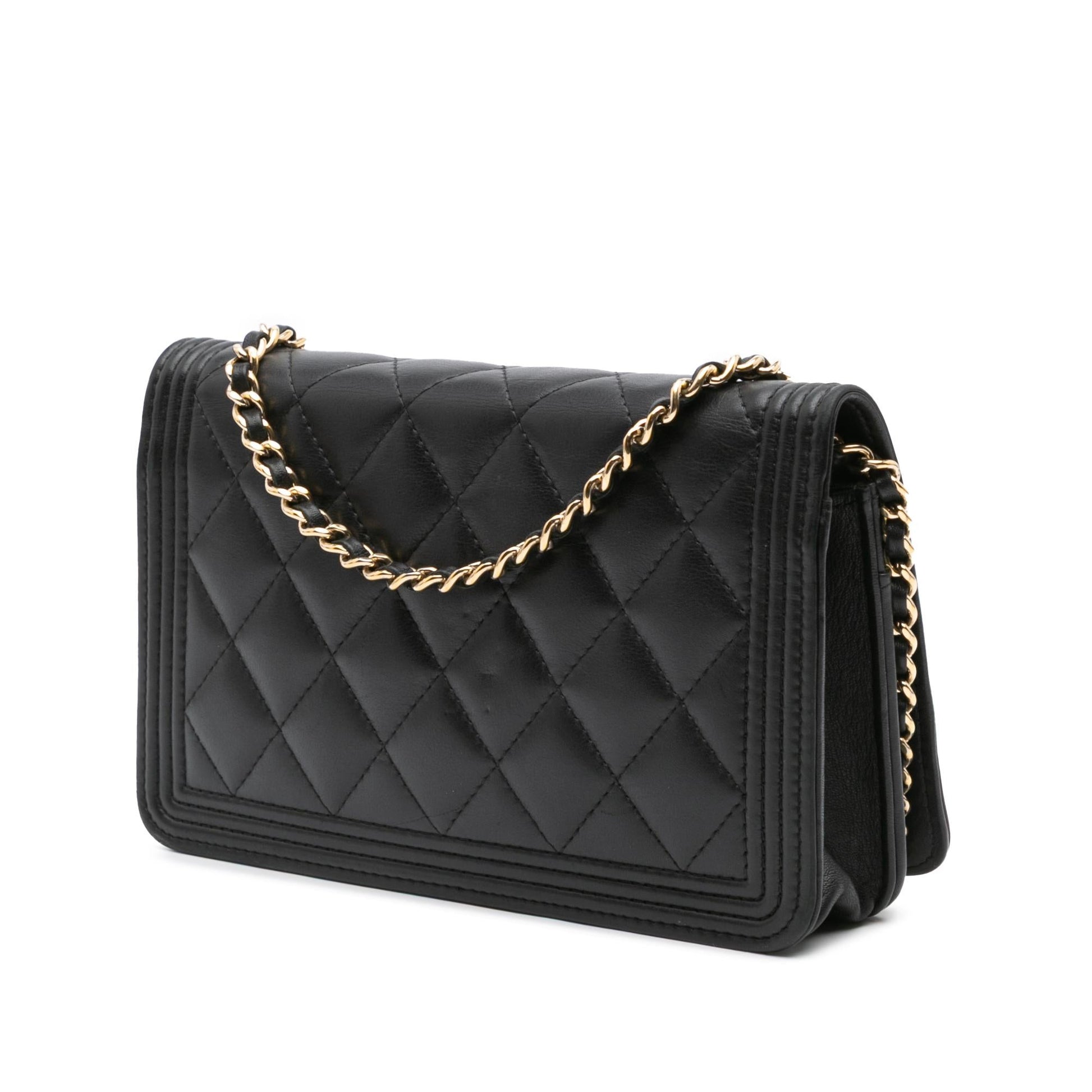 Chanel Lambskin Boy On Wallet Case On Chain