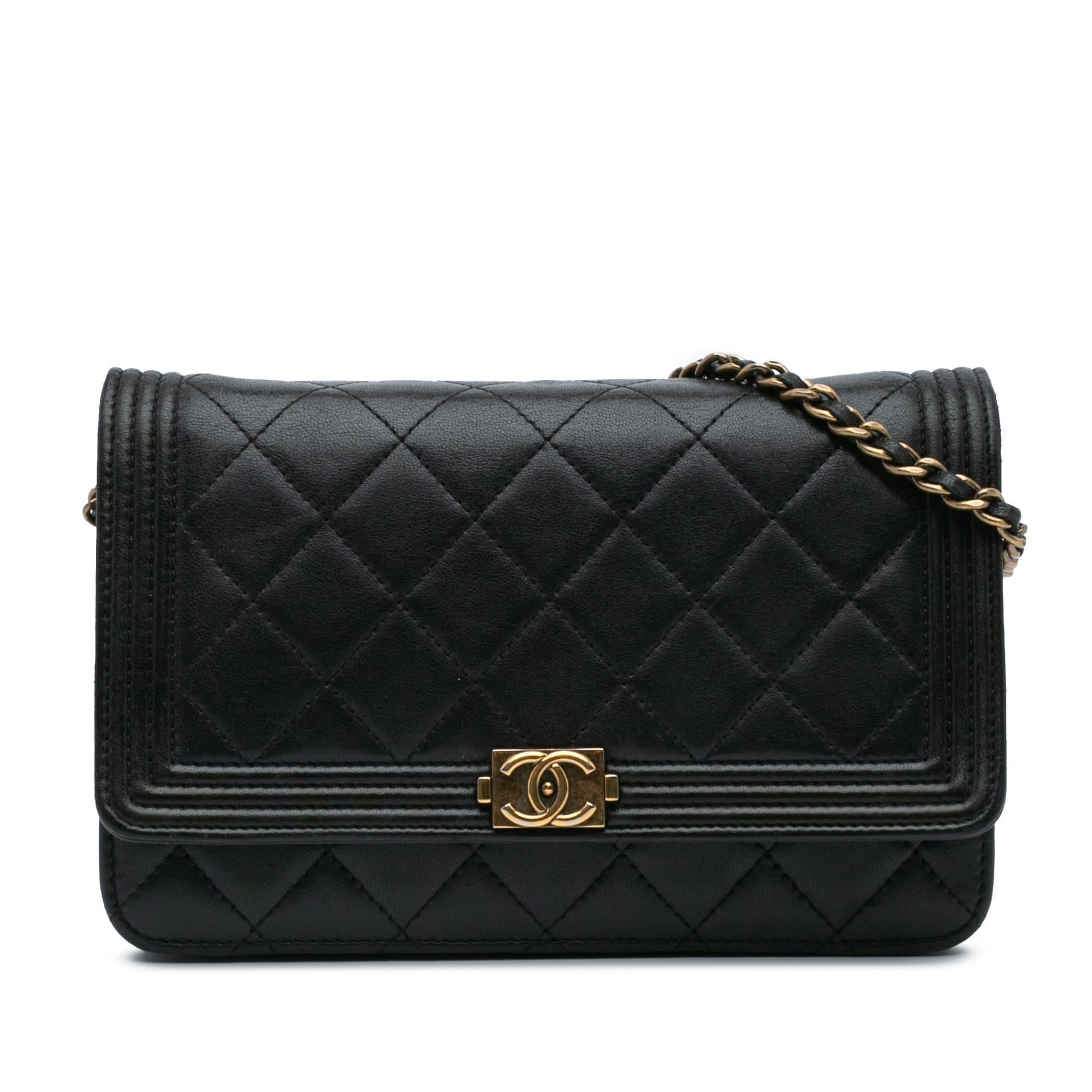 Chanel Lambskin Boy On Wallet Case Chain 1