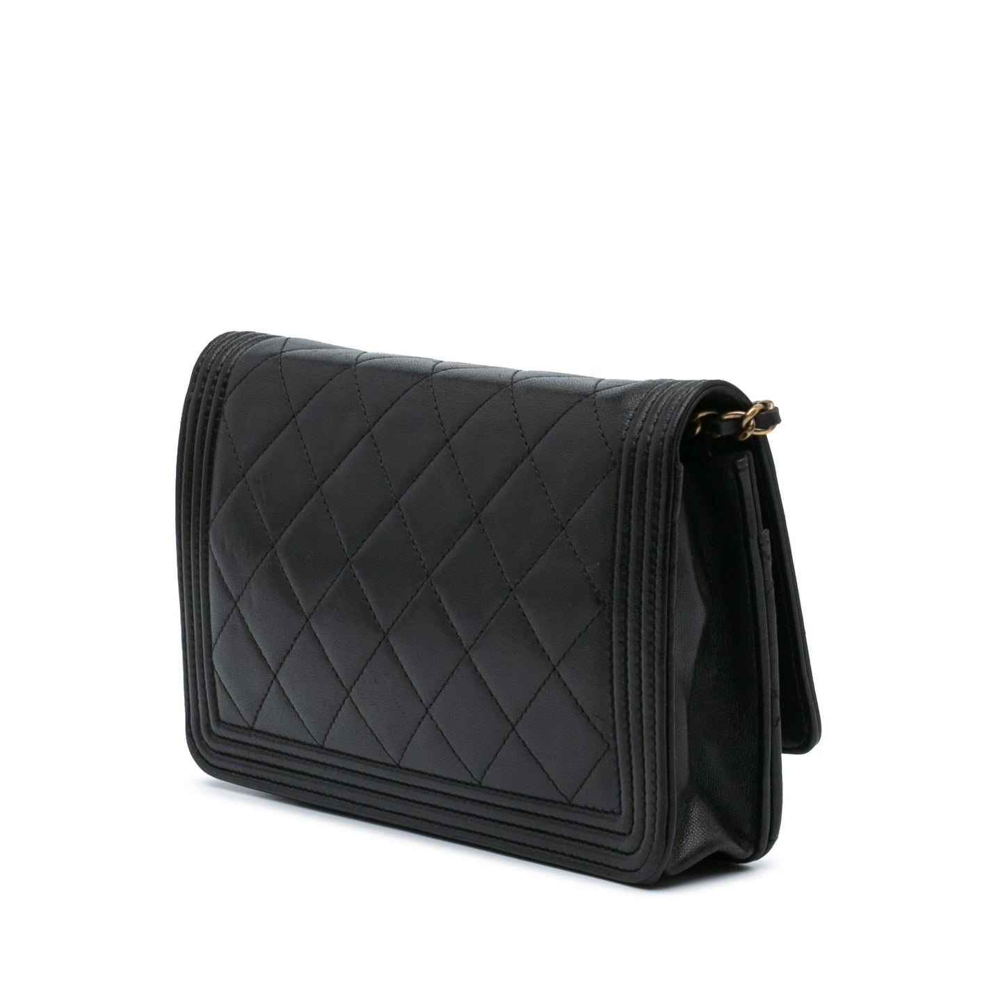 Chanel Lambskin Boy On Wallet Case Chain 1