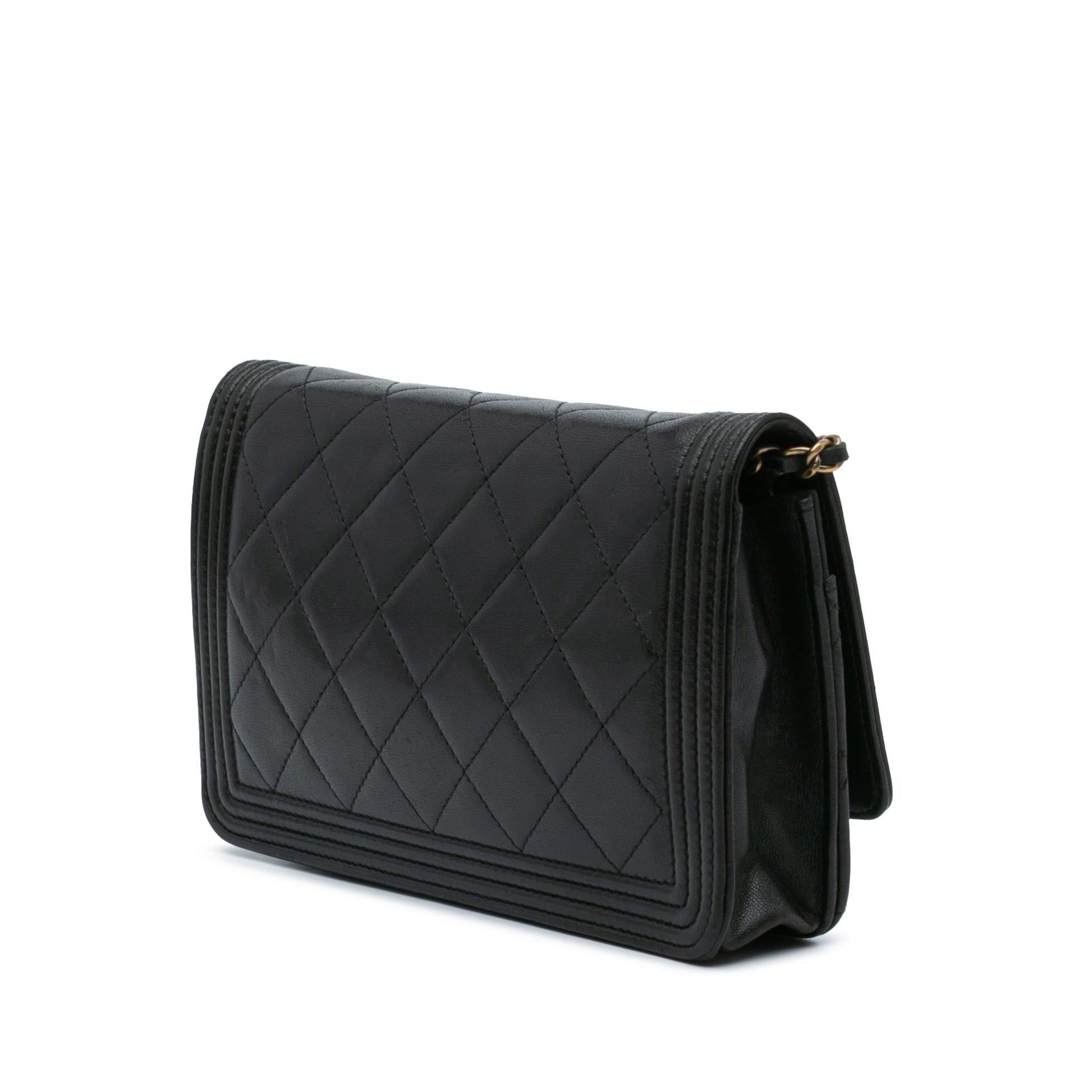 Chanel Lambskin Boy On Wallet Case Chain 1